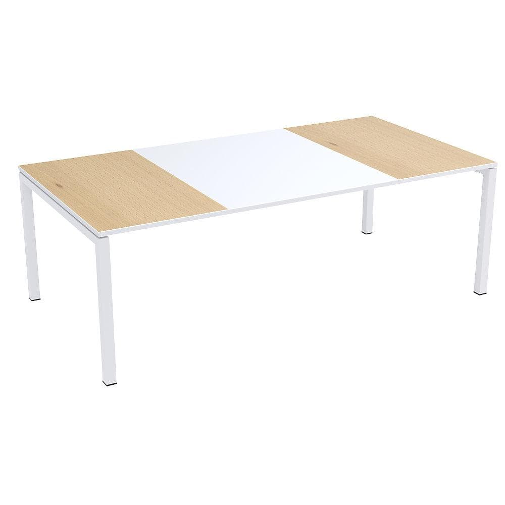 easyDesk Konferenztisch Weiß/Buche-Dekor Modernes Design