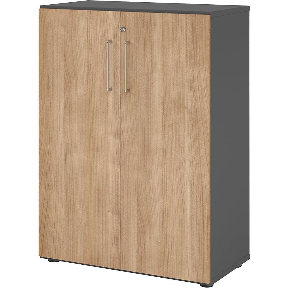 eurokraft pro Büroschrank 800mm Graphit/Nussbaum mit Schloss