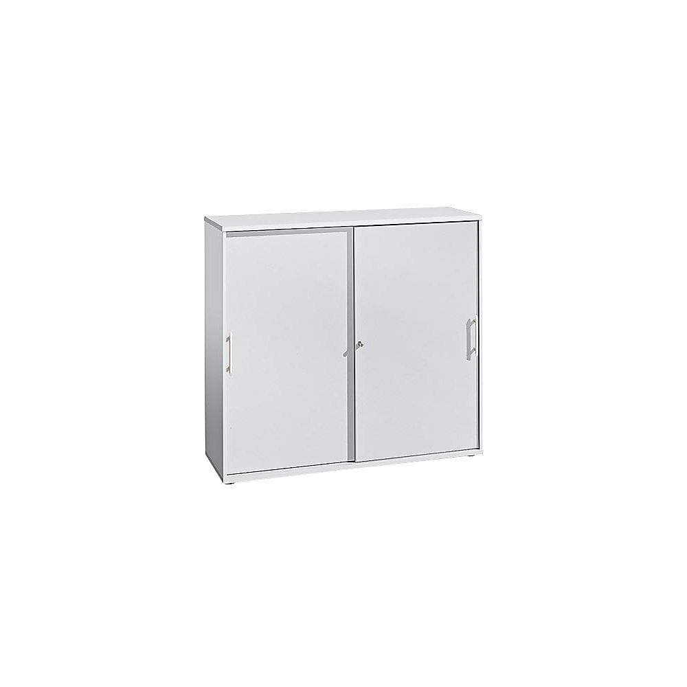 Kaiserkraft Schiebetürenschrank Weiß 110x120x40 cm mit Schloss