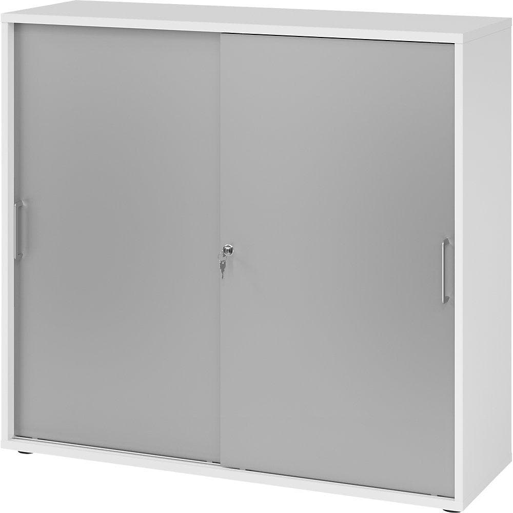 eurokraft pro Schiebetürenschrank 1200mm Weiß/Alusilber