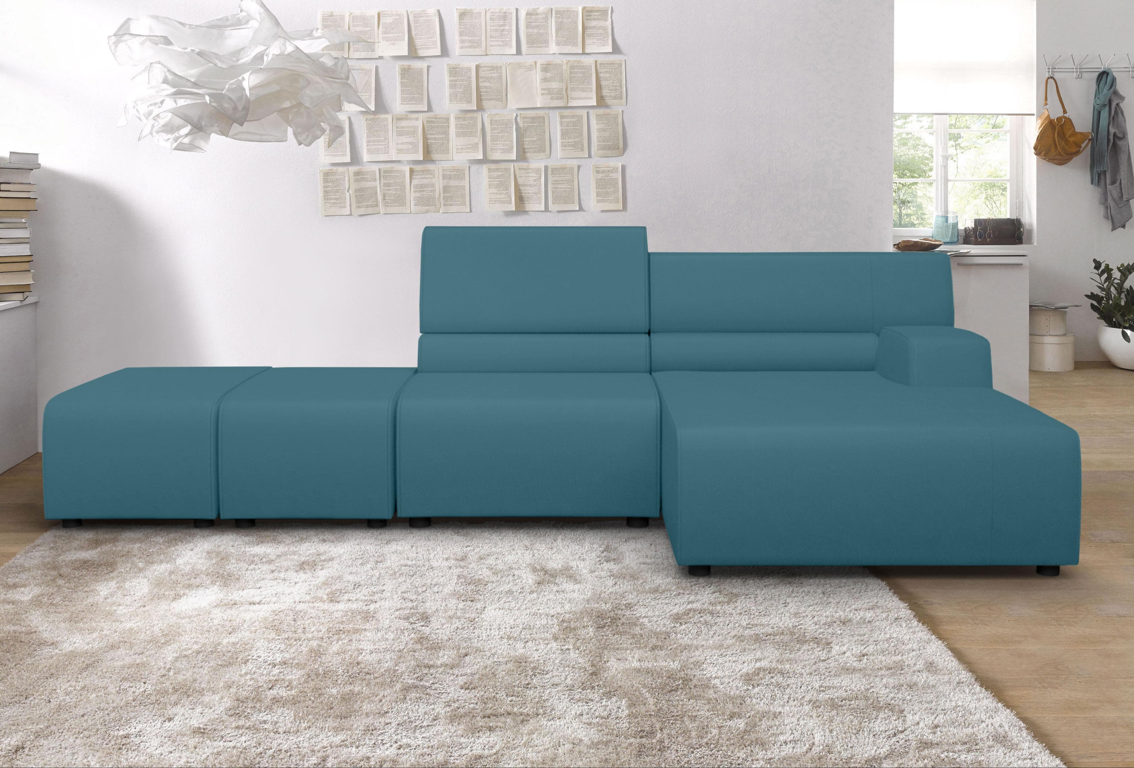 Ecksofa EGOITALIANO Babouche Designsofa Türkis Leder