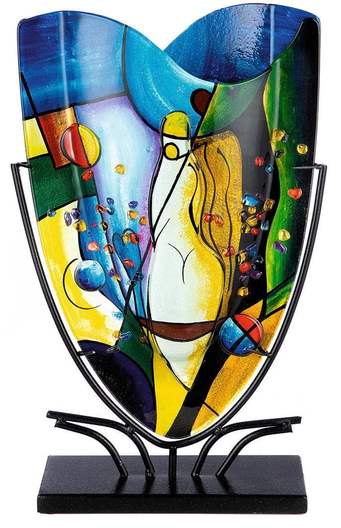 CASABLANCA BY GILDE Tischvase Magic Bunt Glas Metallfuß