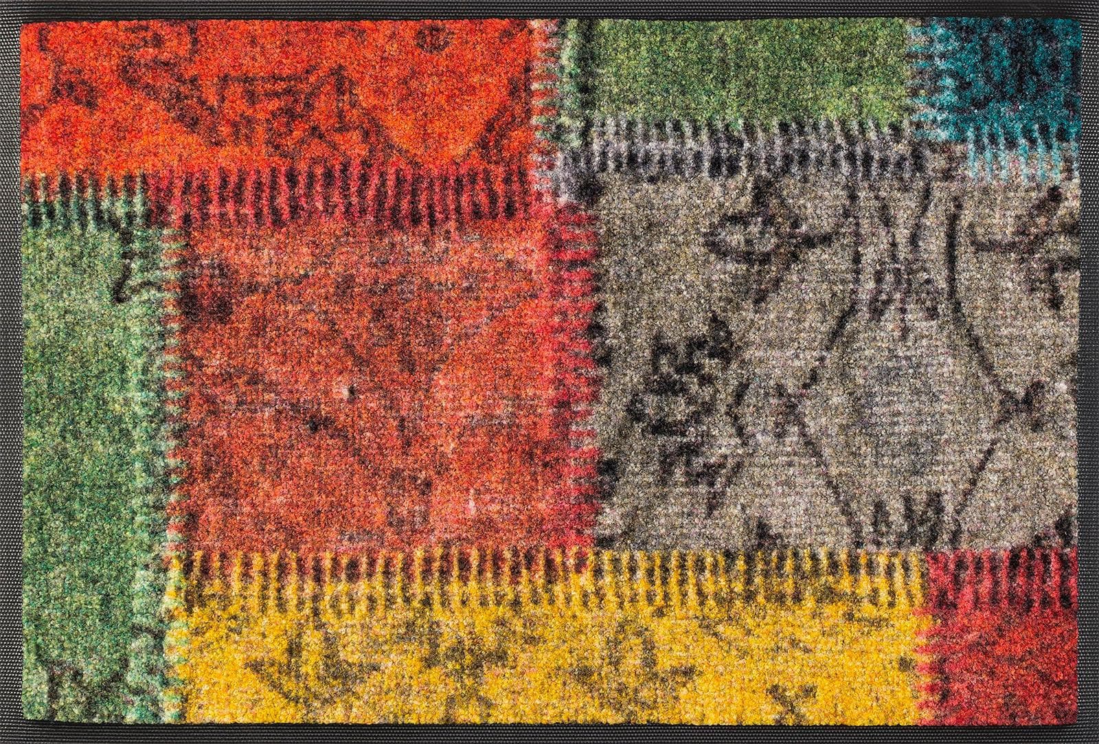 wash+dry by Kleen-Tex Fußmatte Vintage Patches Bunt Patchwork Design