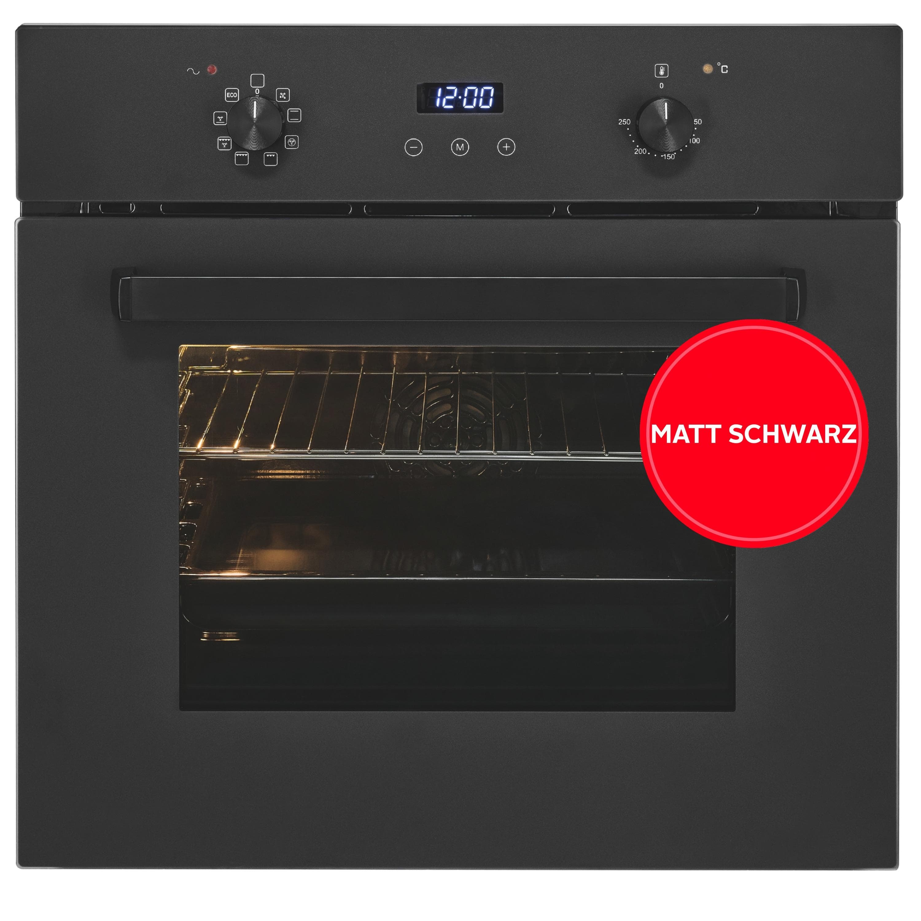 EXQUISIT Einbaubackofen EBE367-H-120 mattschwarz 67L