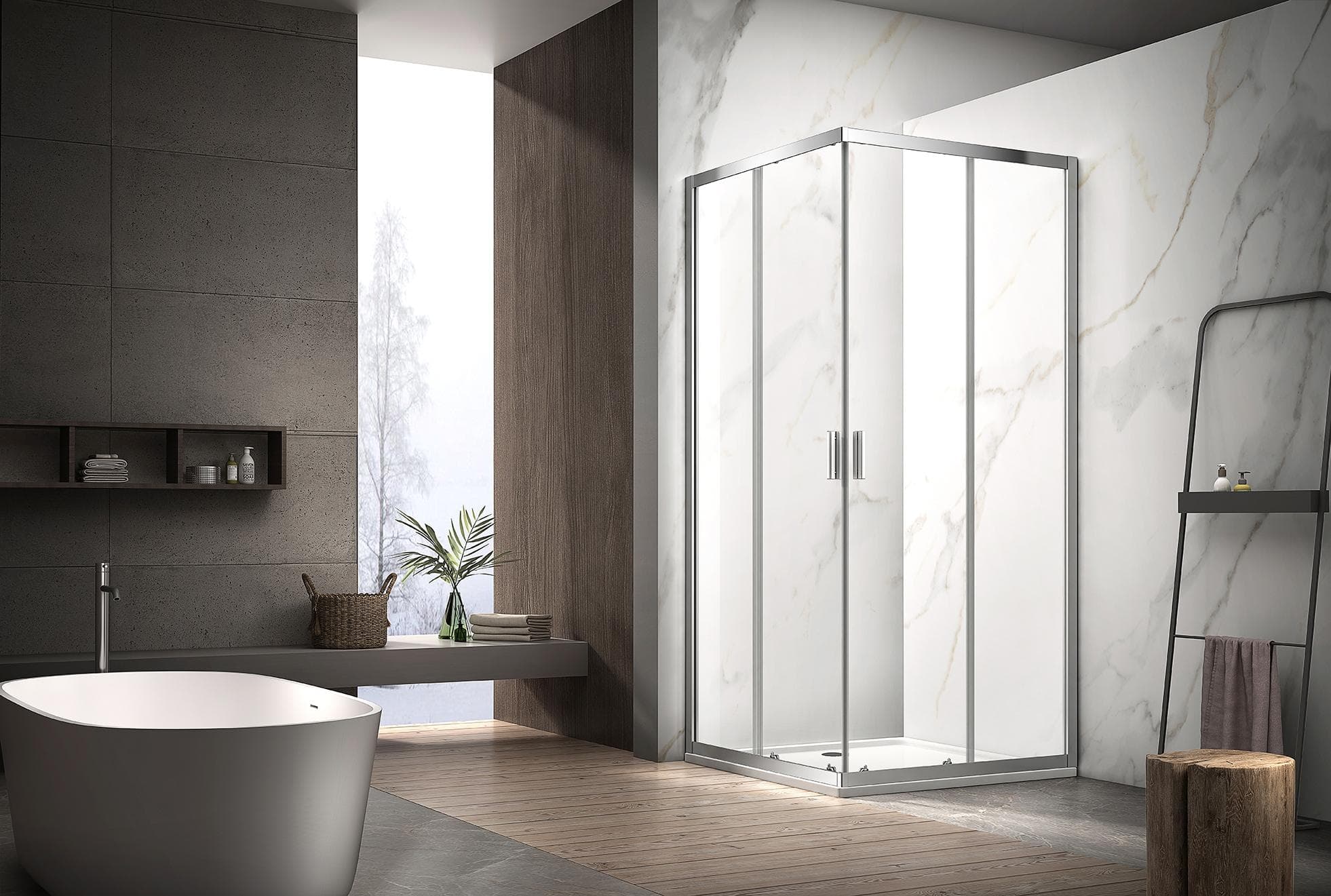 Eckdusche WELLTIME New Summer Silber Chromfarben Duschkabinen