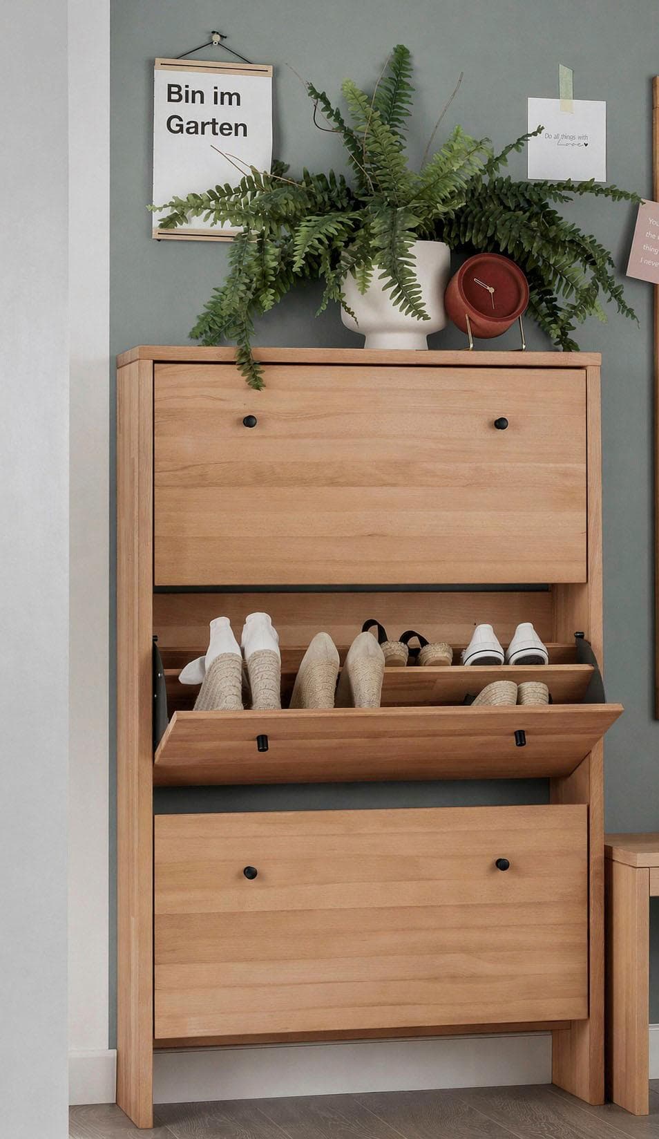 Home Affaire Dura Schuhschrank Buche Massivholz Wandmontage