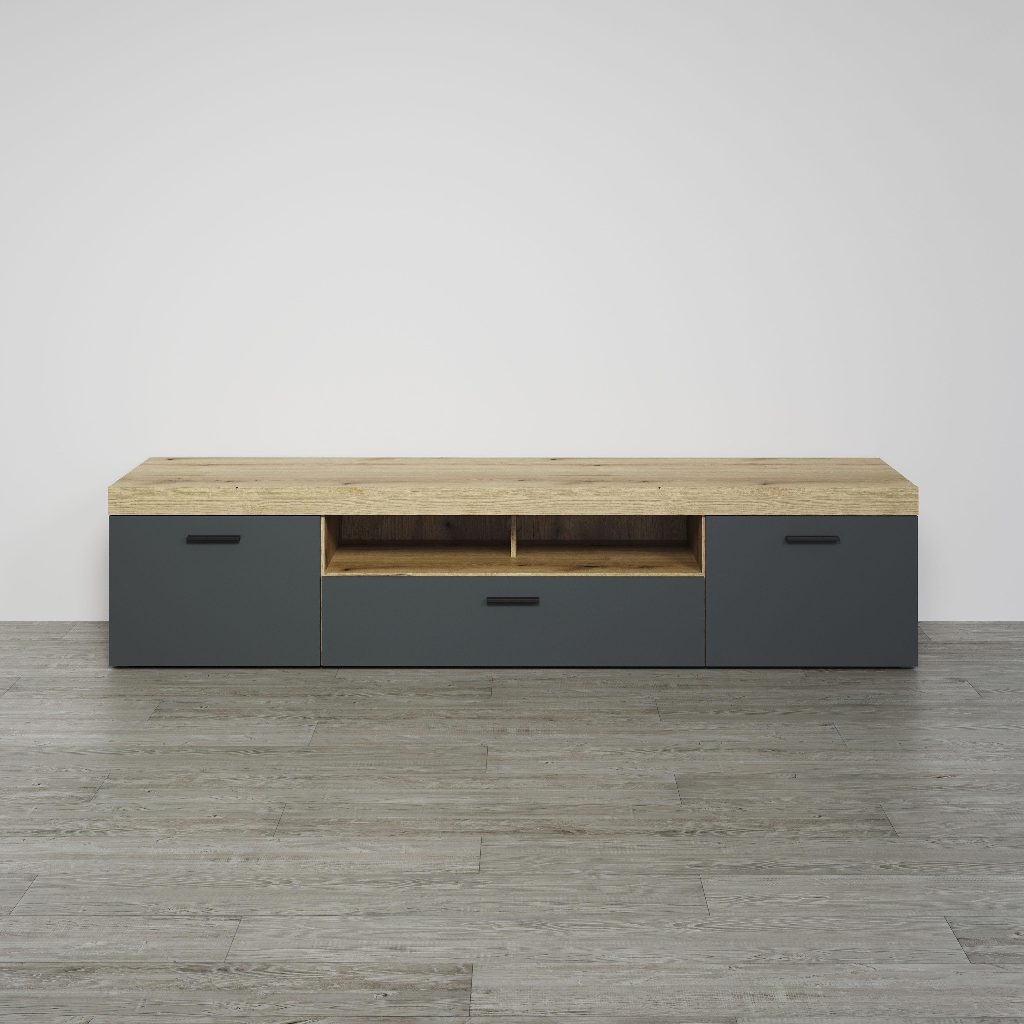 HOME AFFAIRE Tyler TV-Lowboard Eiche Anthrazit mit Griffleiste