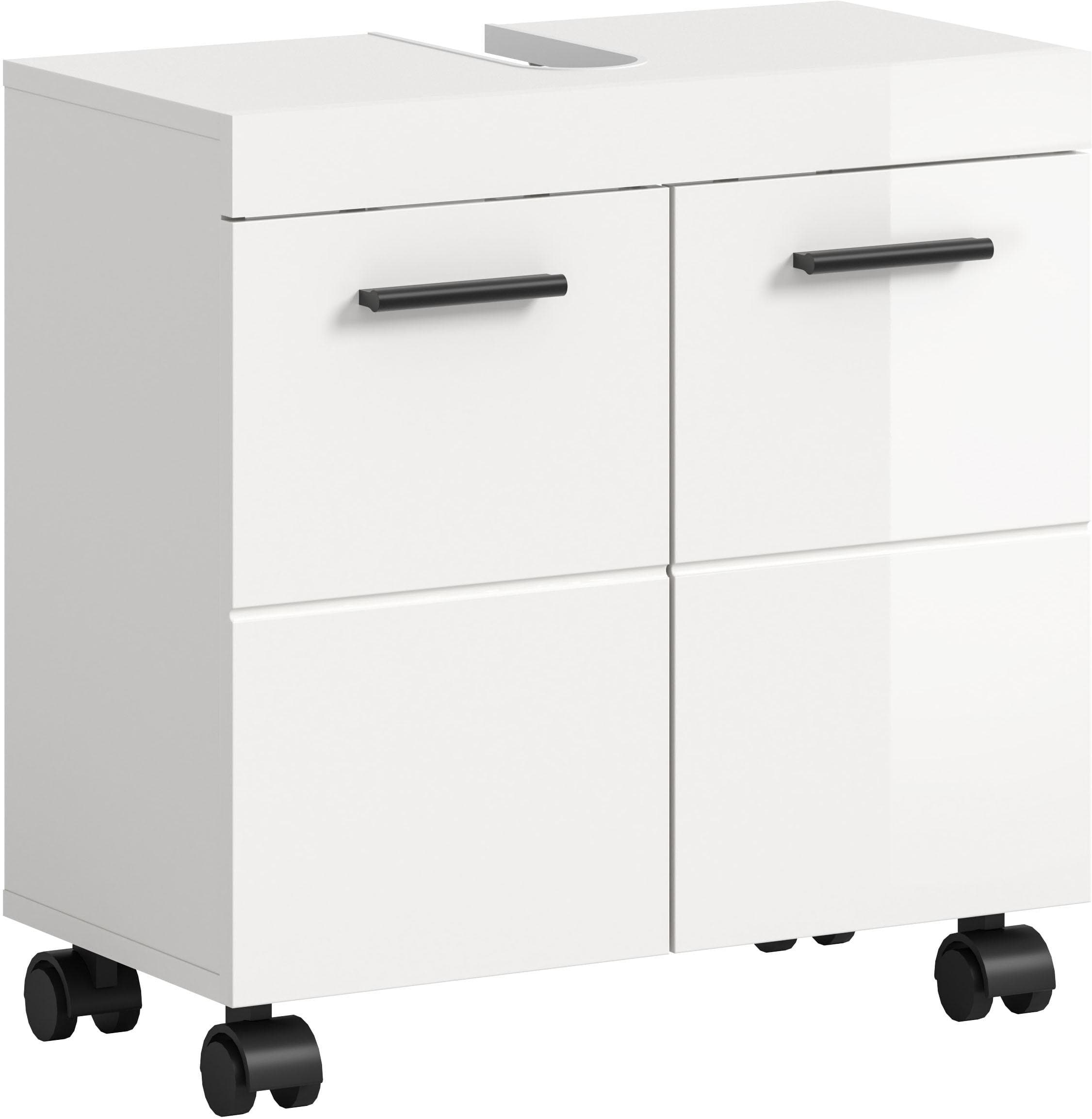 WELLTIME Waschbeckenunterschrank AVON Weiß Hochglanz 60 cm