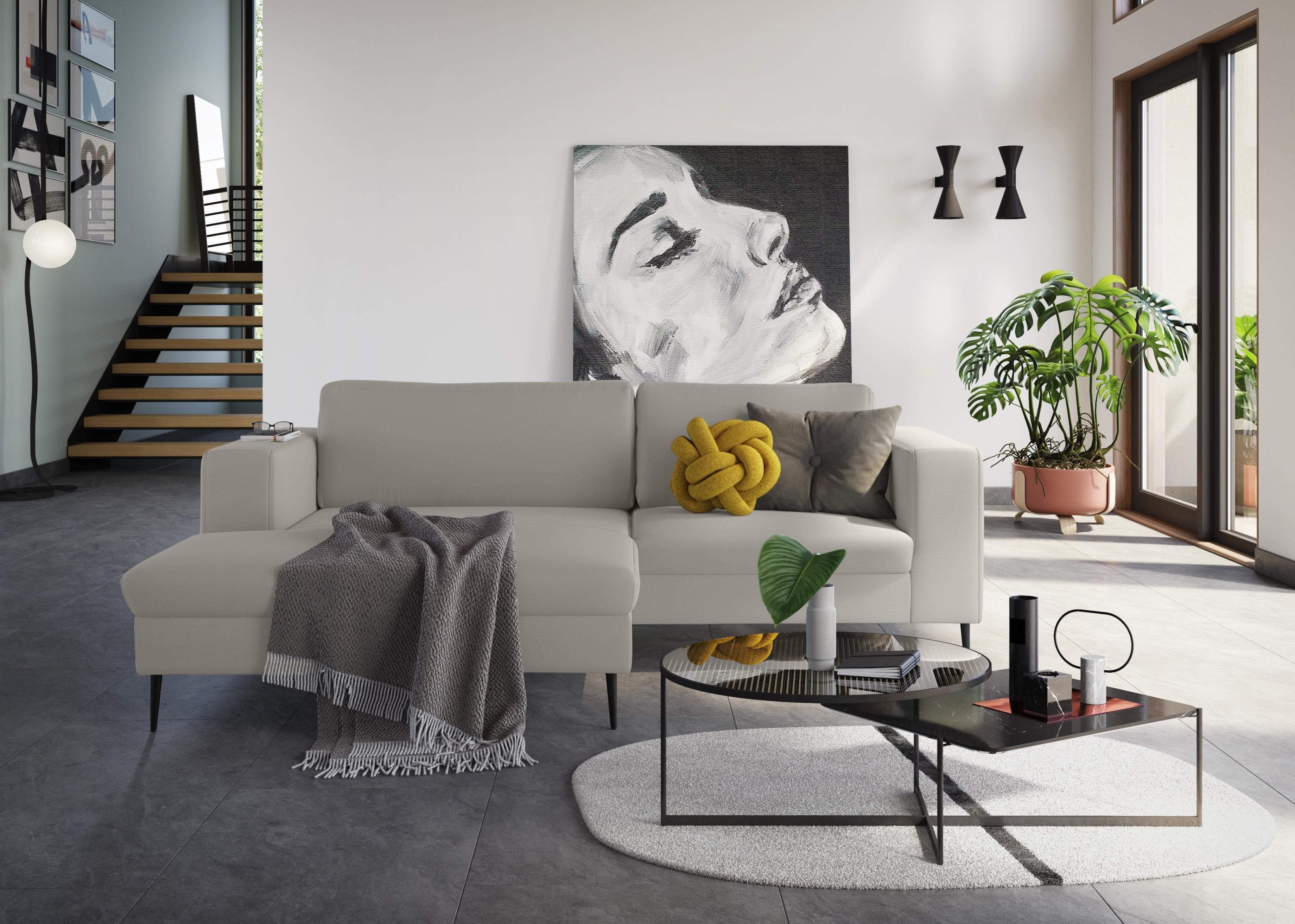 DOMO COLLECTION Ecksofa Modica Grau L-Form mit Recamiere
