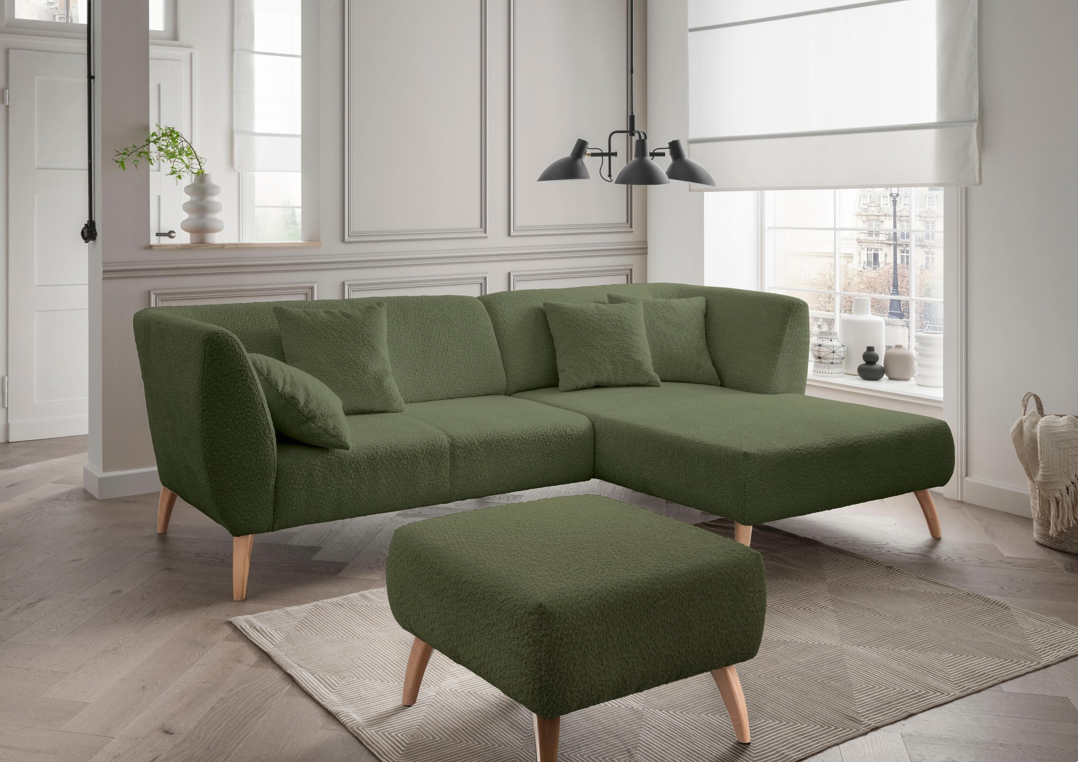HOME AFFAIRE Ecksofa Colori L-Form moosgrün mit Recamiere