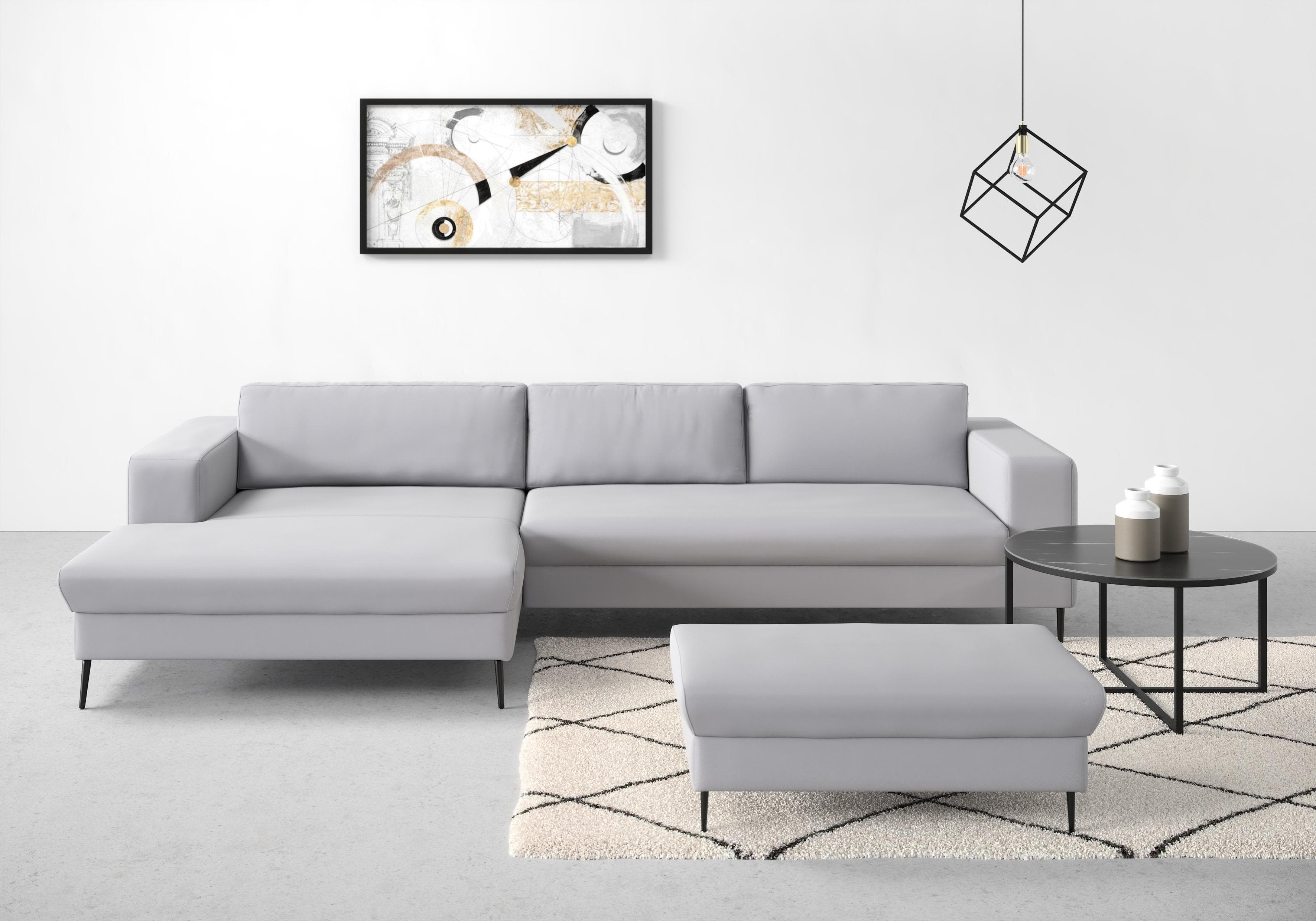 DOMO COLLECTION Ecksofa Modica Silber L-Form mit Recamiere