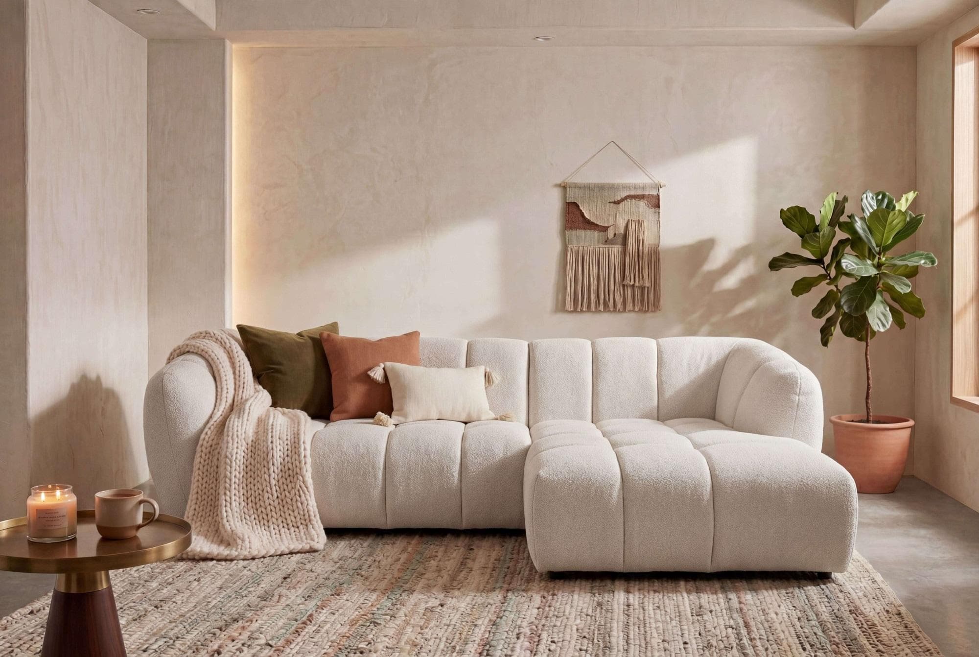 Ecksofa OTTO HOME Gerron Chenille Beige L-Form Recamiere