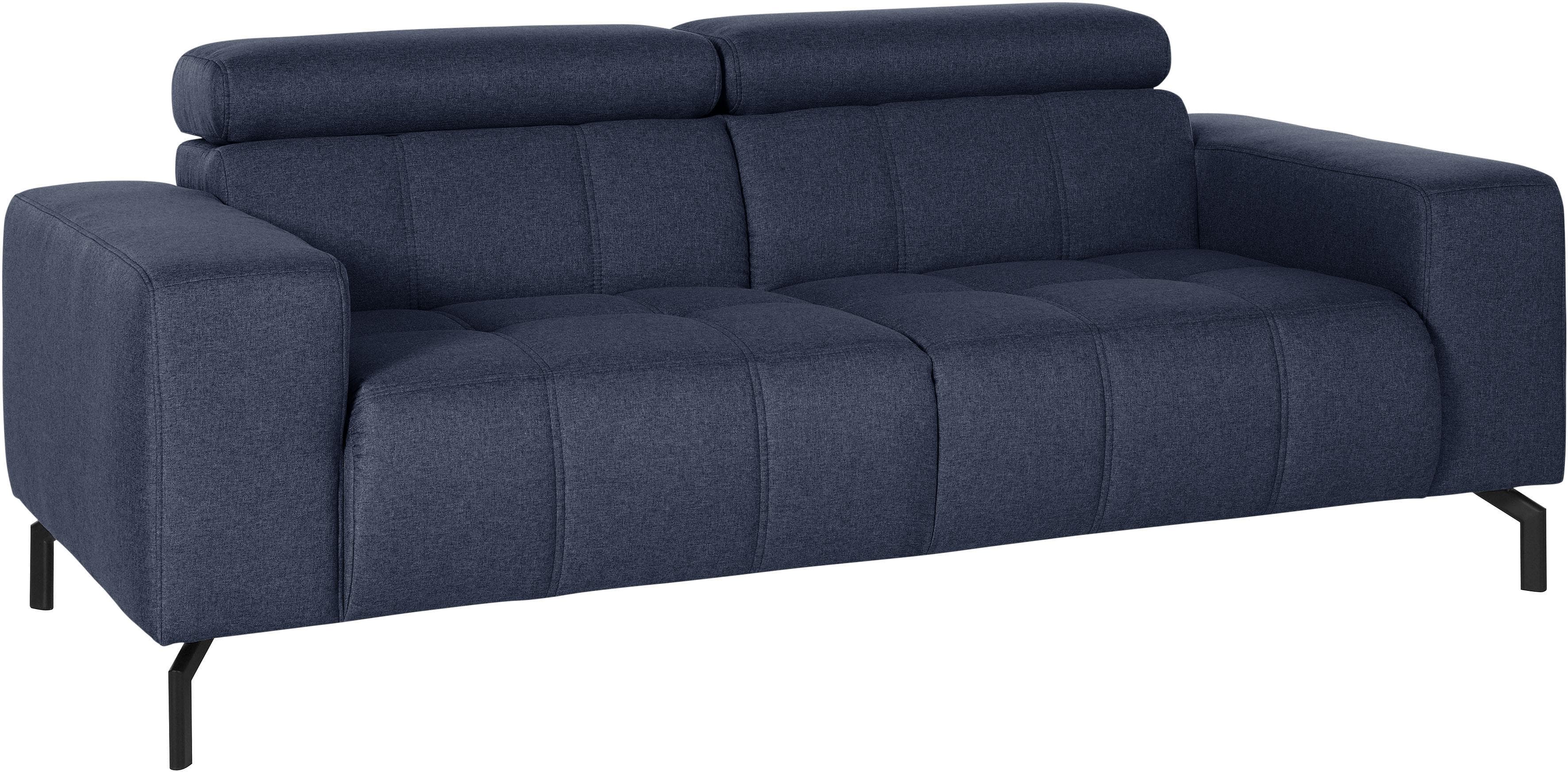 DOMO COLLECTION Cunelli 2-Sitzer Sofa Dunkelblau mit verstellbaren Kopfteilen