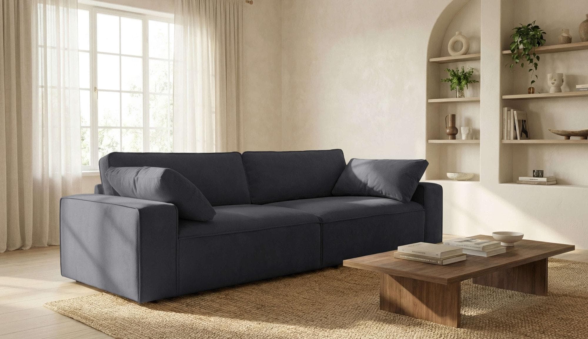 OTTO HOME Sofa 3-Sitzer Mittell Chenille Dunkelgrau