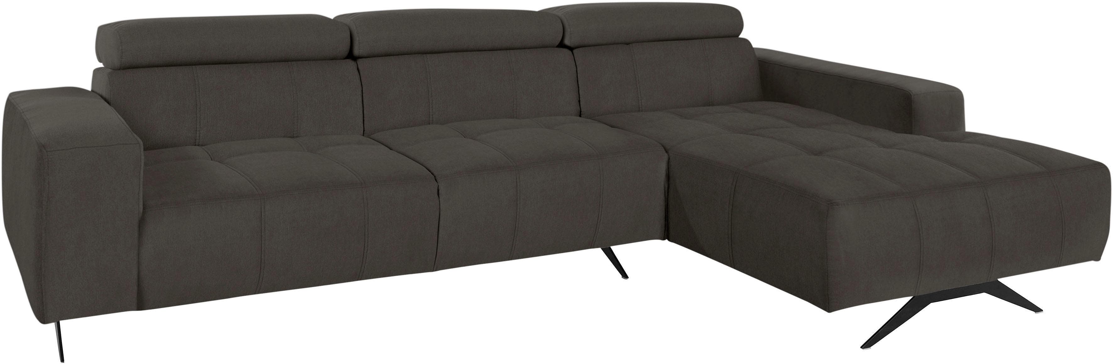 DOMO COLLECTION Ecksofa Trento L-Form Espresso mit Kopfteilverstellung