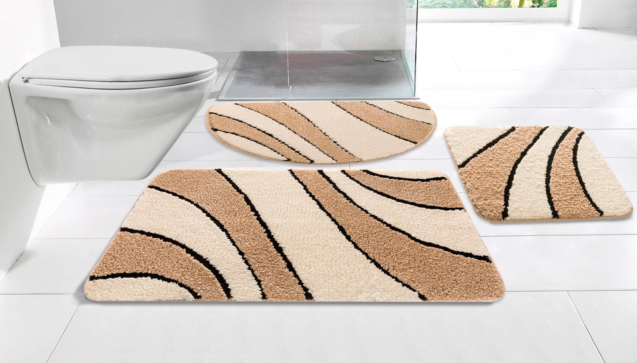 Badematte Anna Badvorleger Badteppich my home Wellen-Motiv