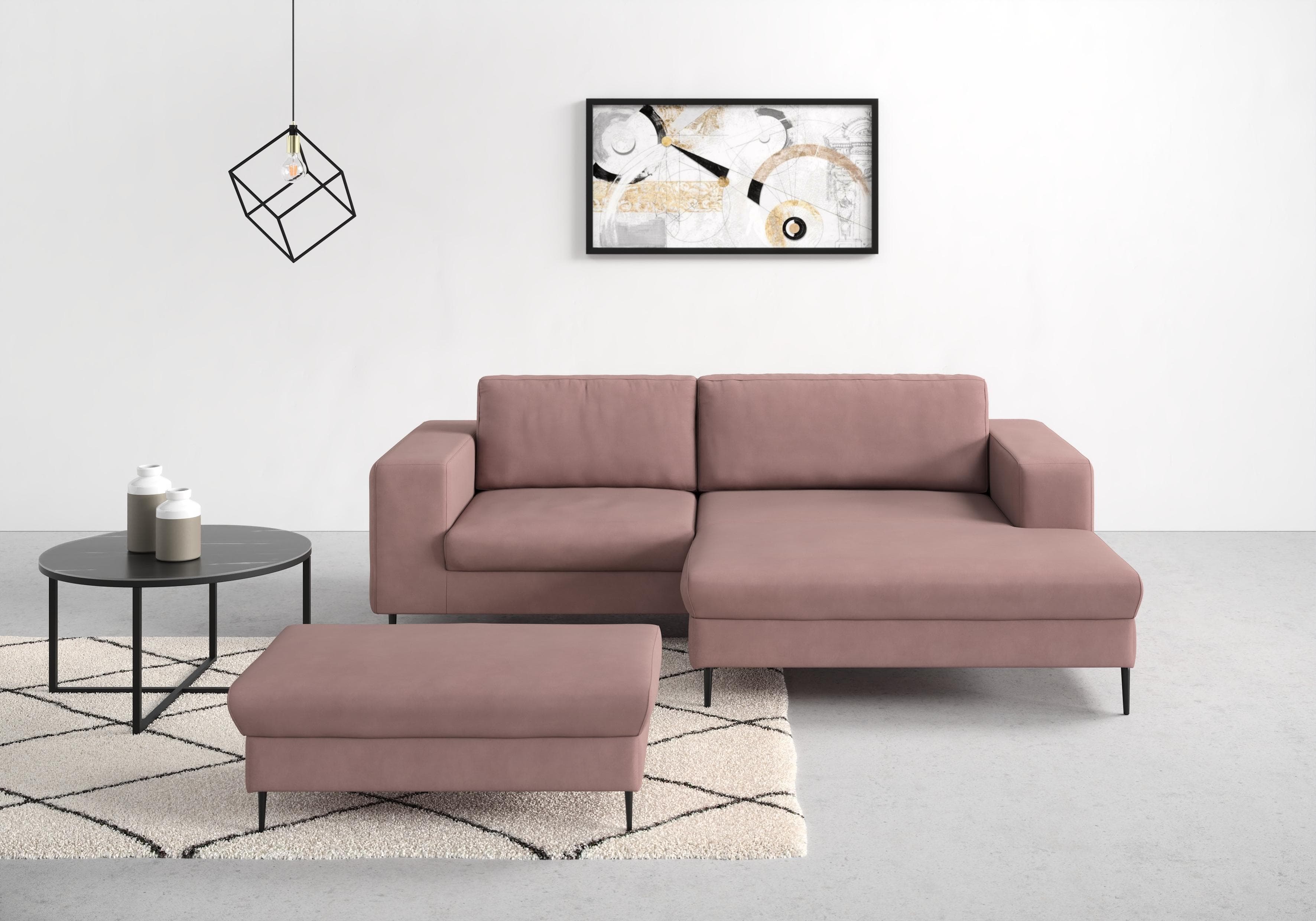 DOMO COLLECTION Ecksofa Modica L-Form lila Samtoptik Recamiere