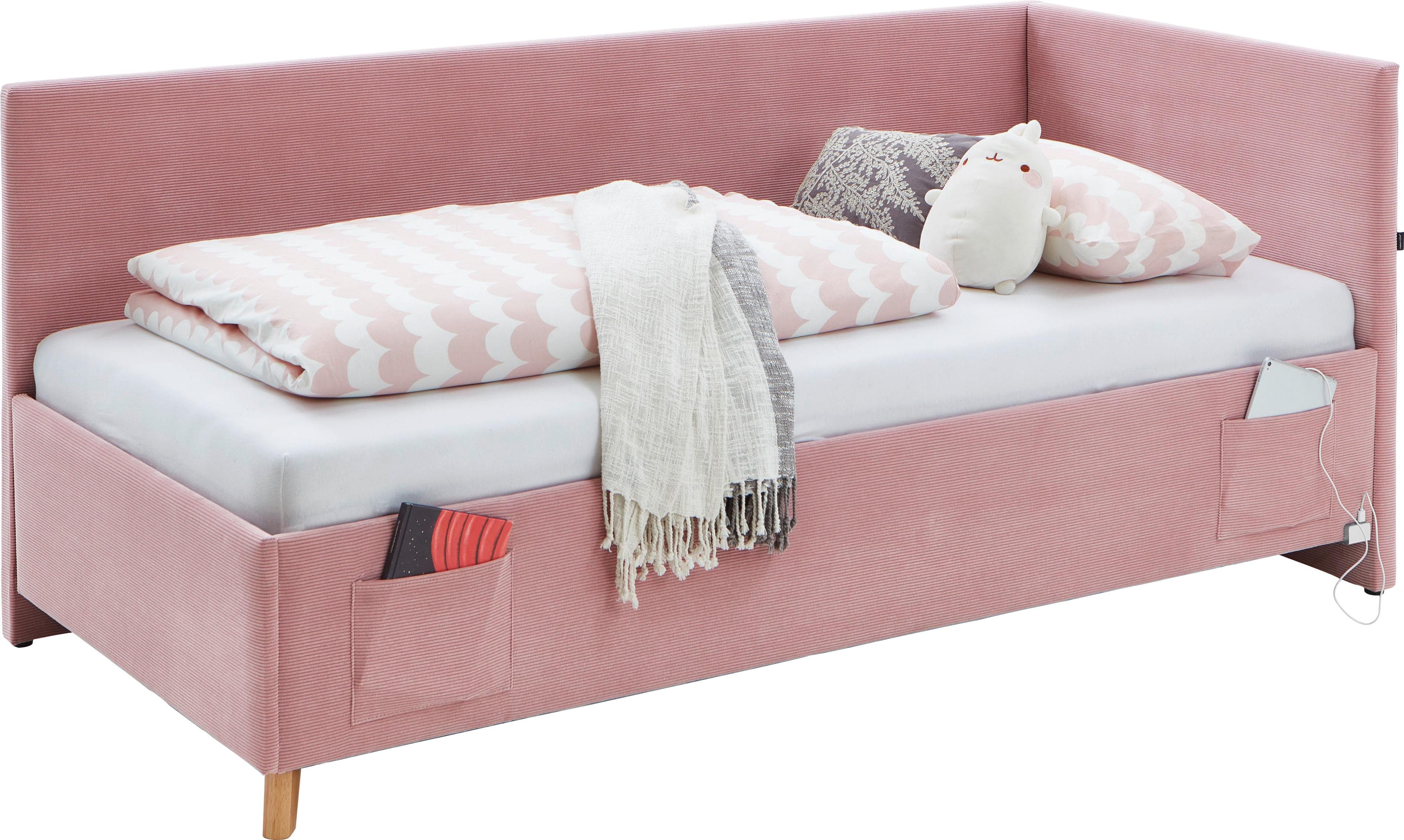 MEISE.MÖBEL COOL II Kinderbett Rosa mit USB und Bettkasten