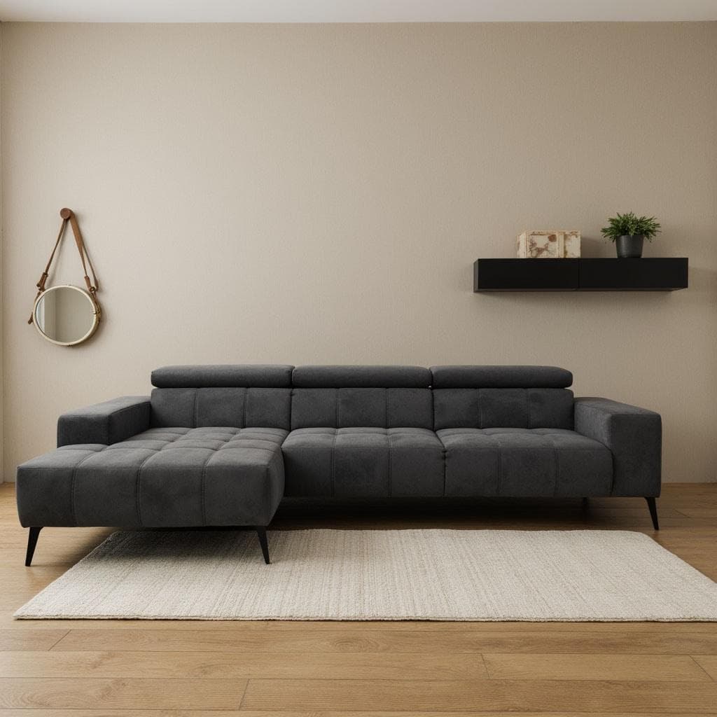 DOMO COLLECTION Ecksofa Trento L-Form Dunkelgrau mit Recamiere
