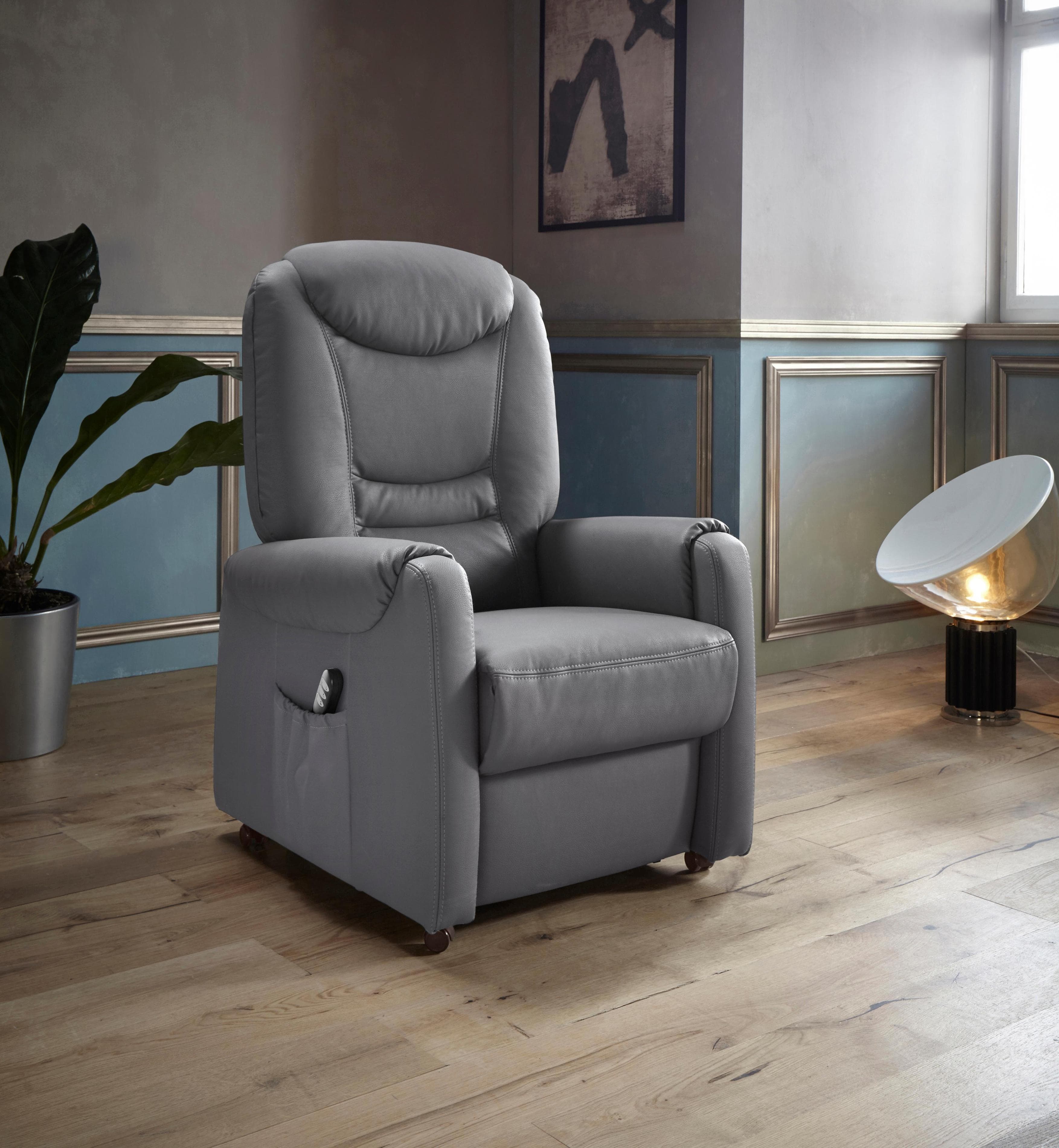 SIT & MORE TV-Sessel Morten Grau mit Aufstehhilfe