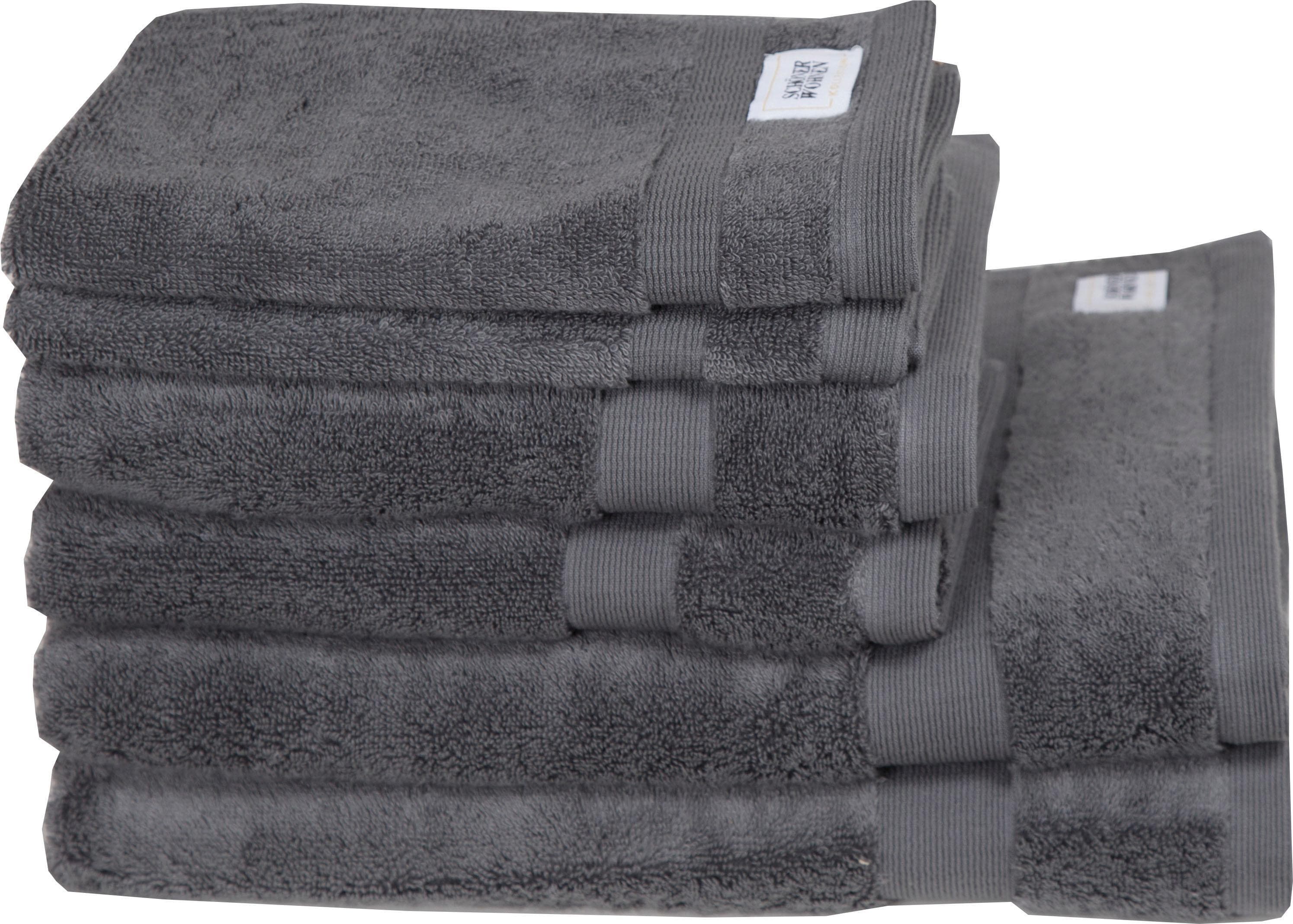 SCHÖNER WOHNEN Handtuch-Set Cuddly 6-tlg. Anthrazit Frotteevelours Baumwolle