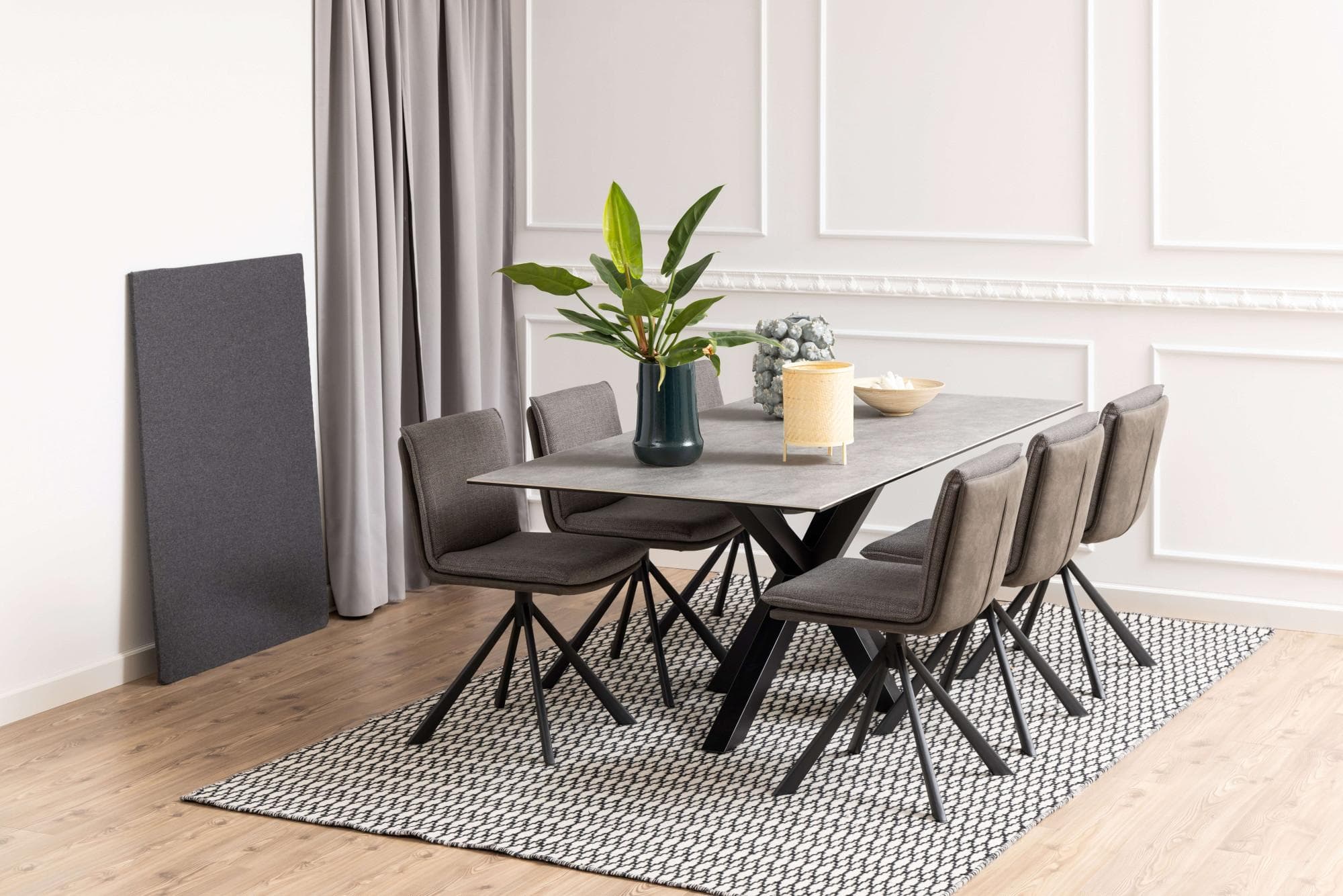 ACTONA GROUP Esstisch Heaven Glas Grau Metall X-Gestell