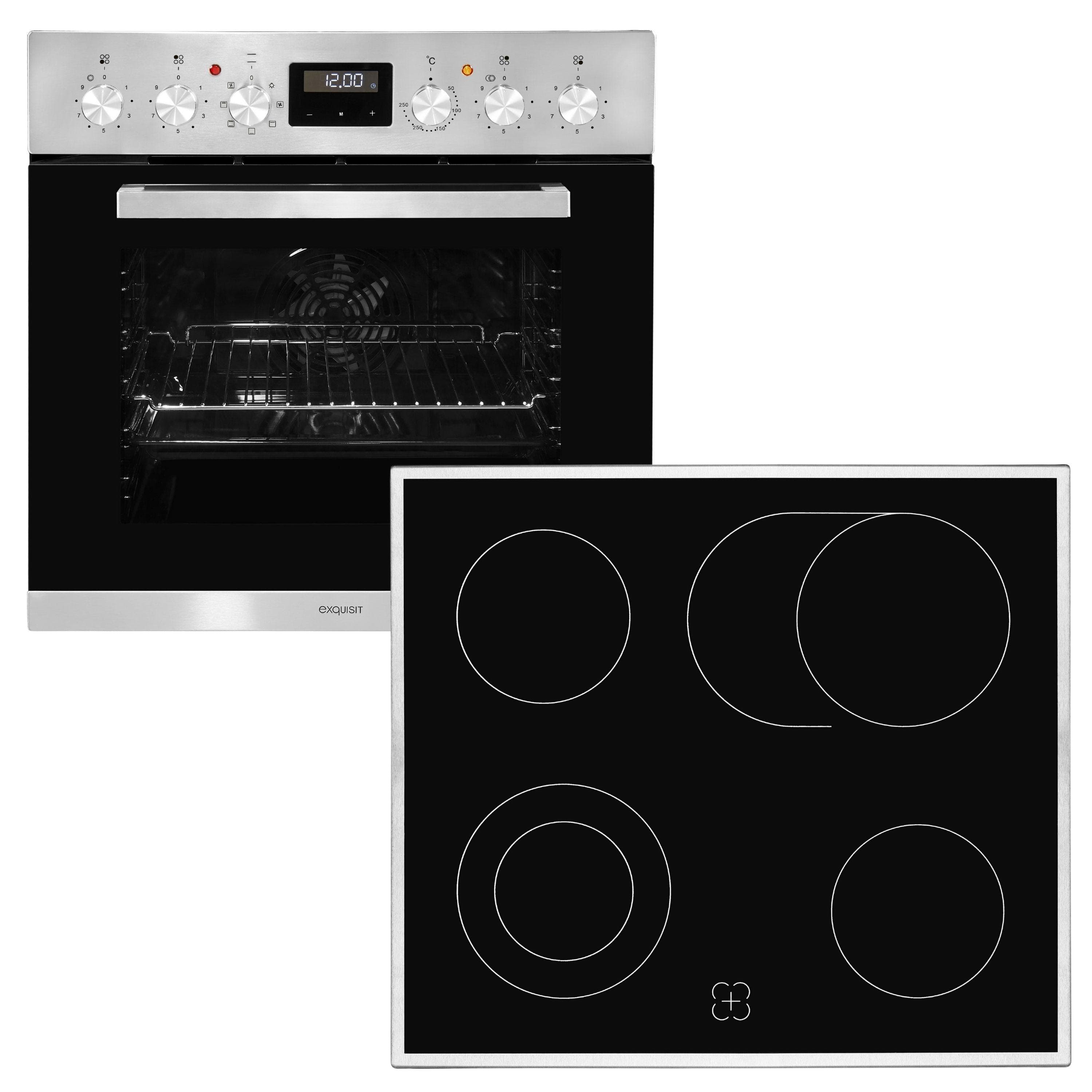 EXQUISIT Elektro-Herd-Set EHE 157-2 URBZ-Set Silber/Schwarz