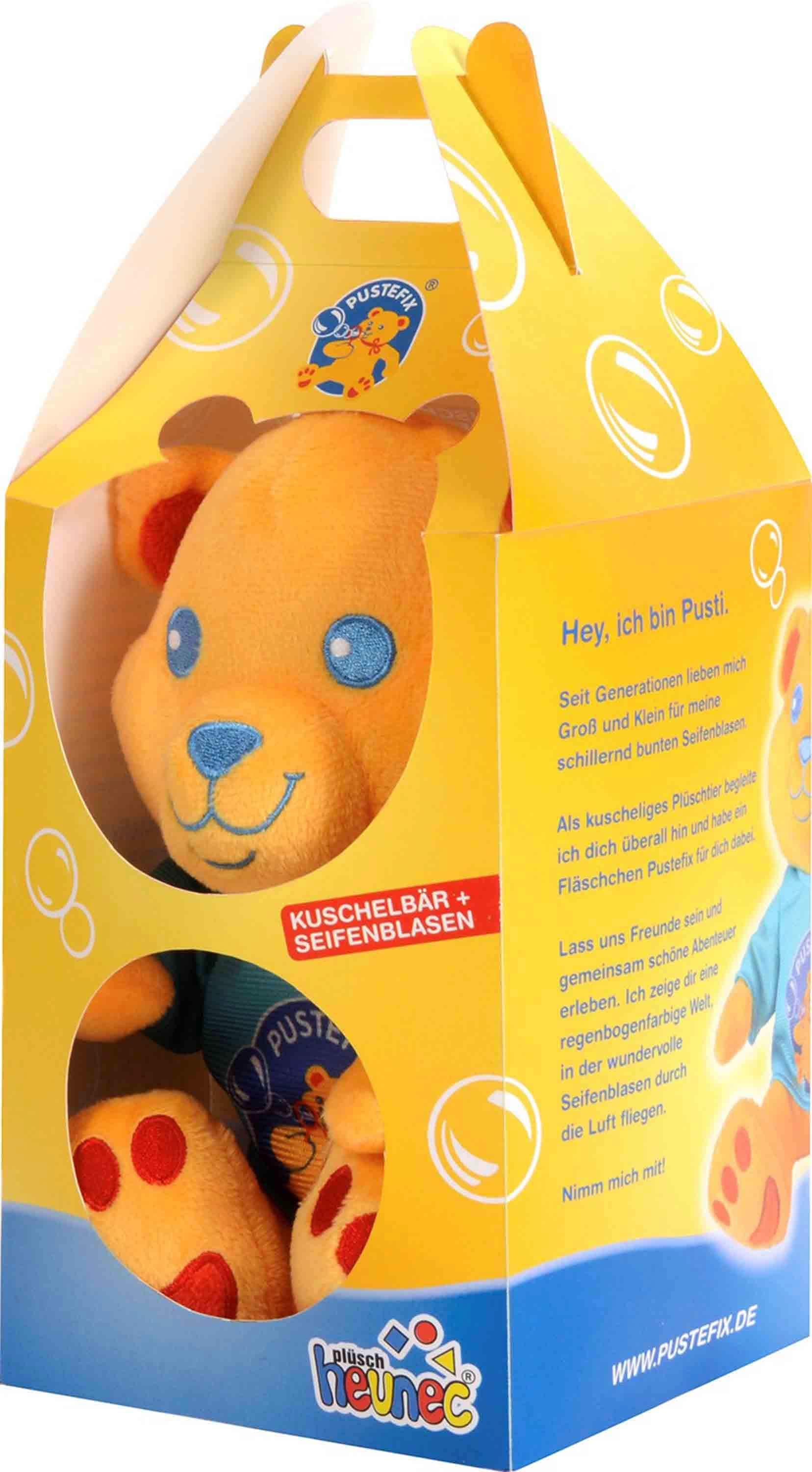 Heunec® Kuscheltier Bär Pusti Gelb mit Pustefix Seifenblasen