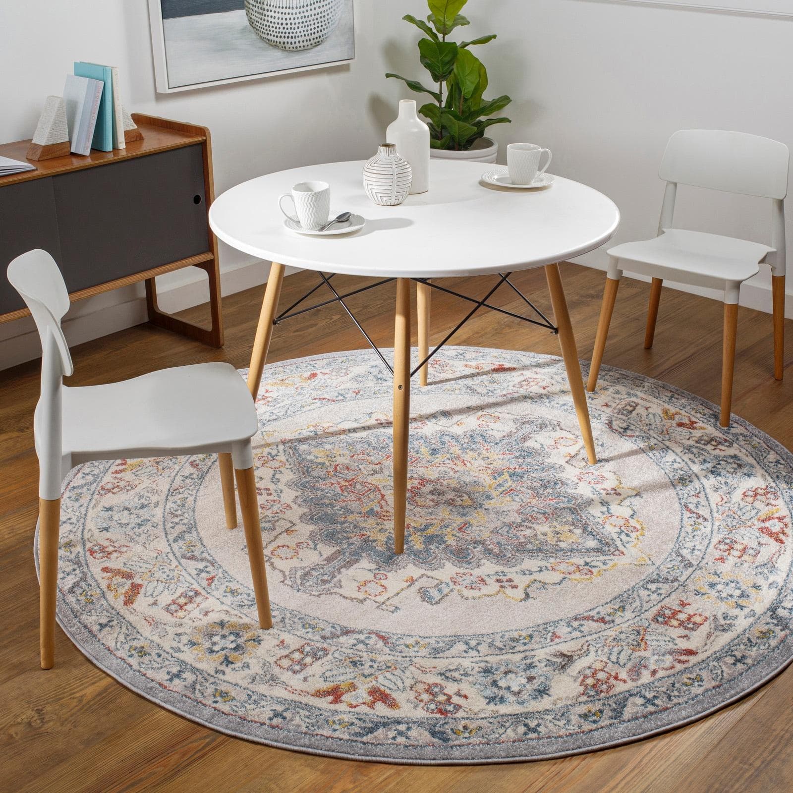 Livabliss Teppich CASABLANCA Rund 160x160 cm Vintage Orientteppich Kurzflor
