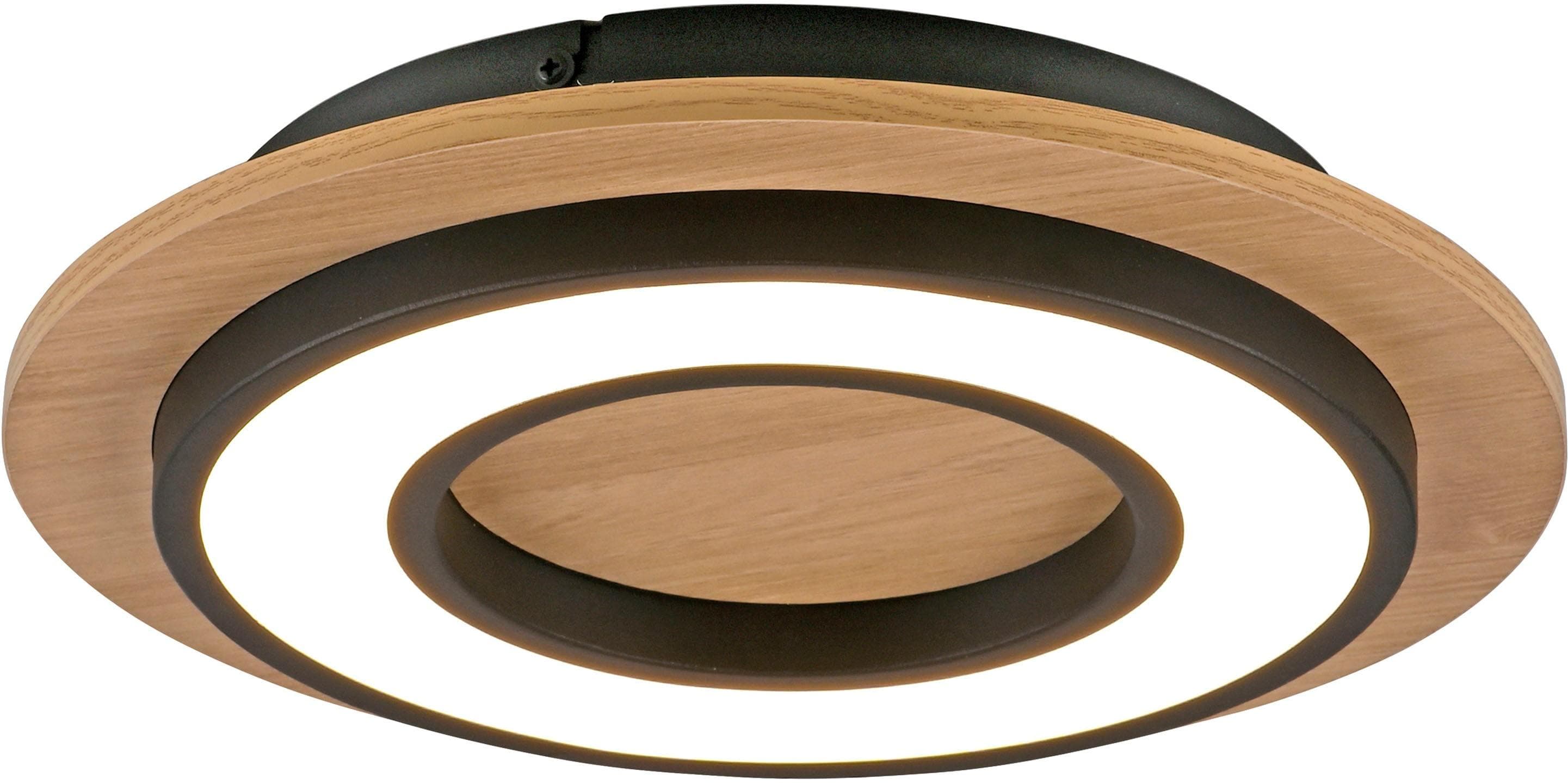 JUST LIGHT. LED-Deckenleuchte Tola, rund, Holz, 3.000 K