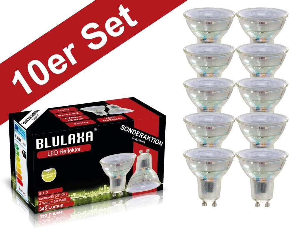 BLULAXA LED-Leuchtmittel Retro Multi 10er-Set Warmweiß GU10 Silber