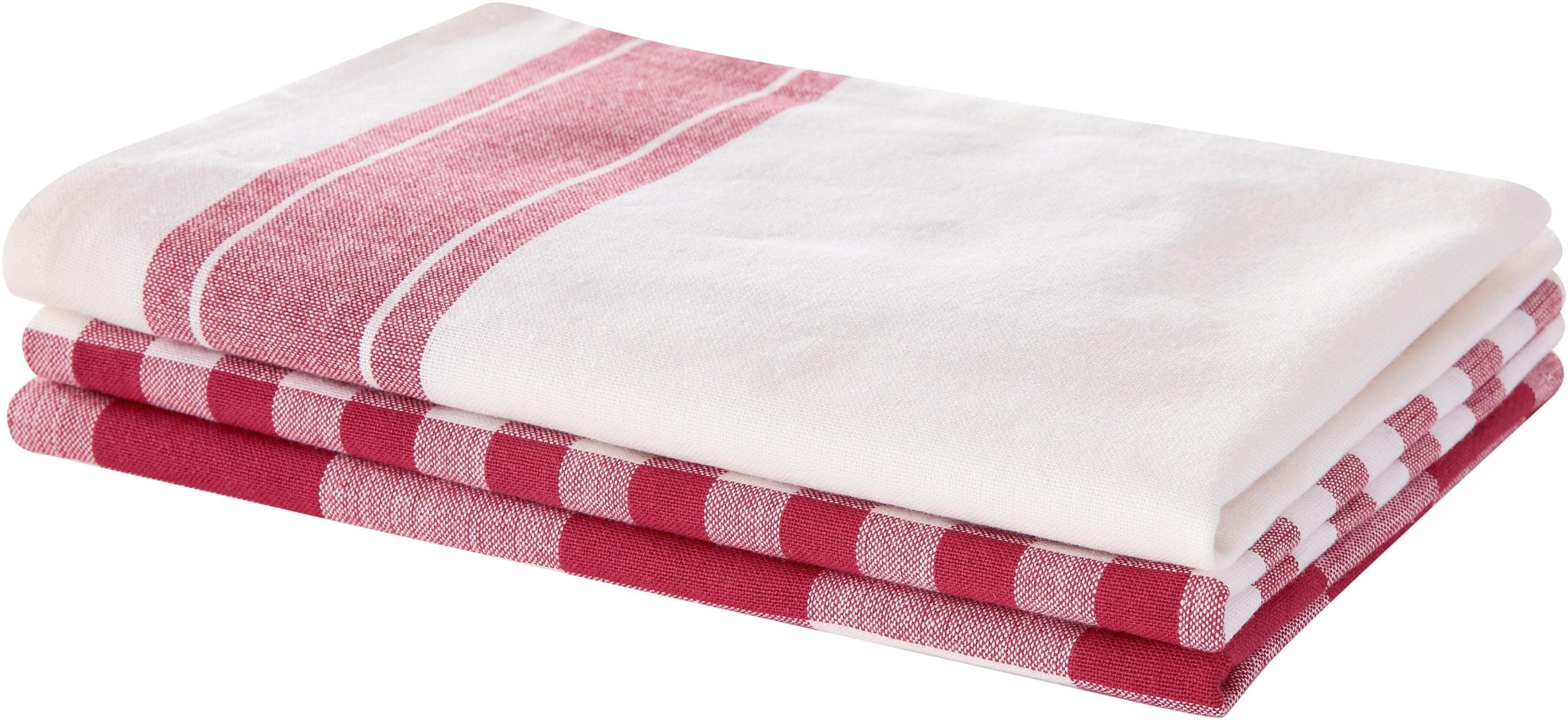 OTTO HOME Geschirrtuch 3er-Set Ravven Rot Baumwolle