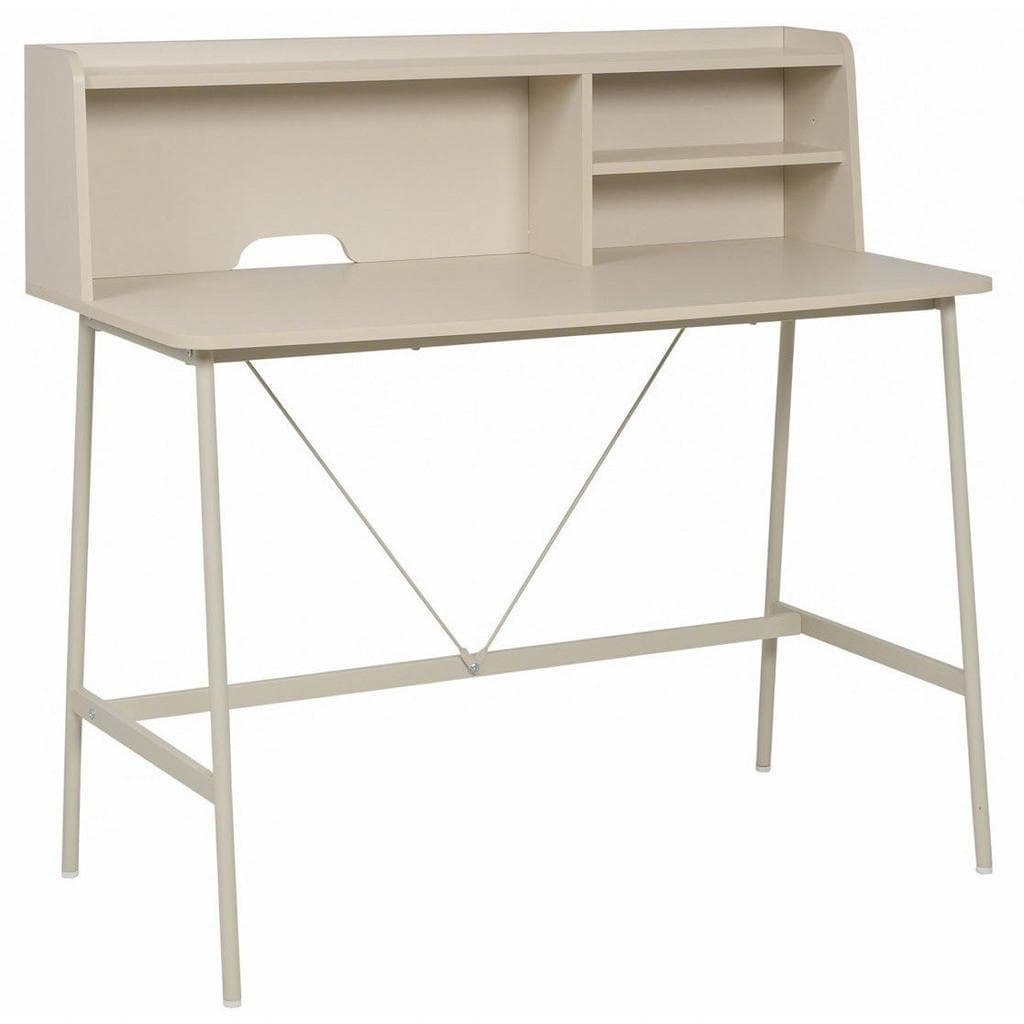 Mid.you Schreibtisch Beige Metall Holzwerkstoff mit Kabeldurchlass