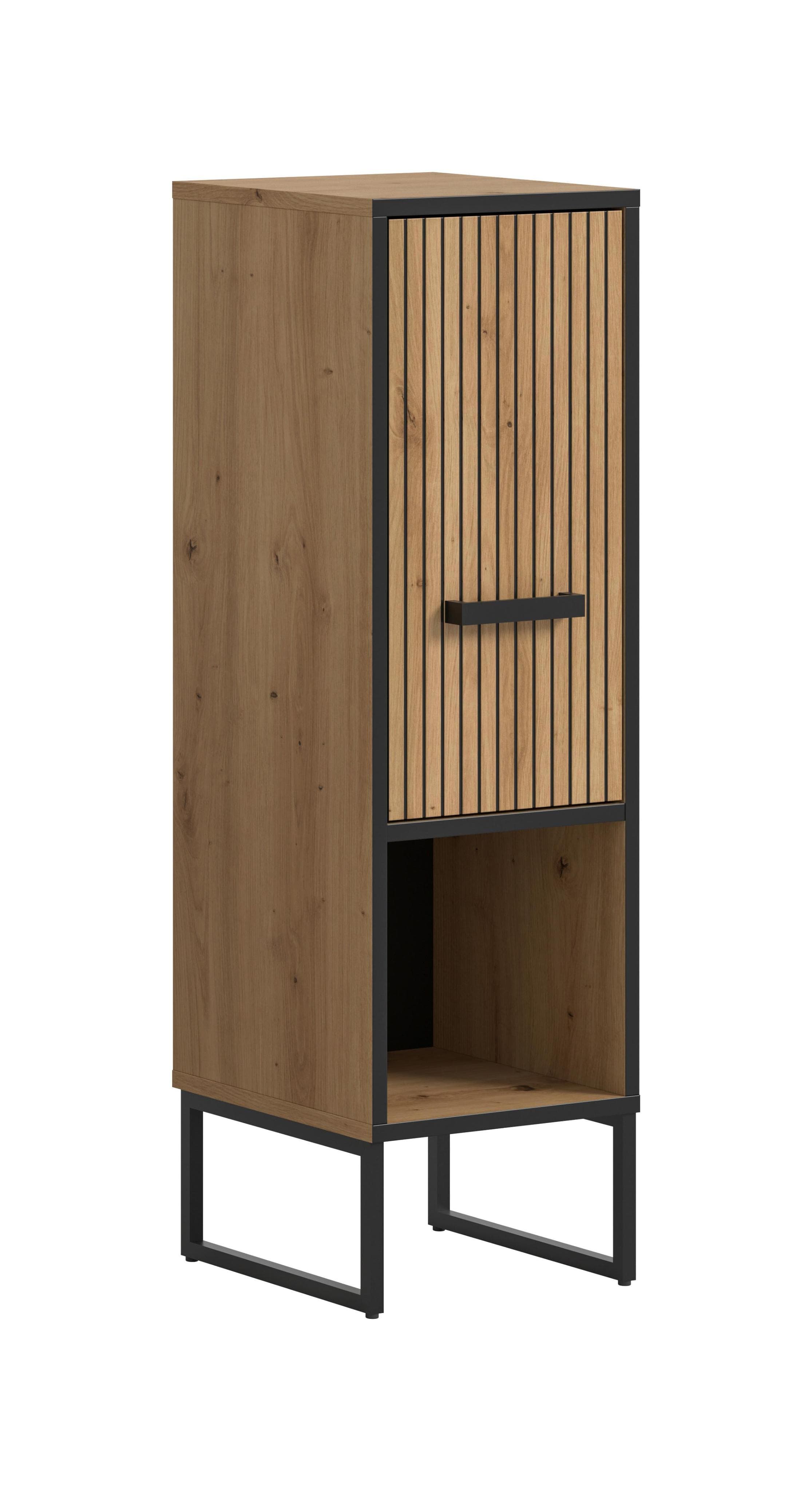 Midischrank Bagno Eiche Artisan Schwarz Braun