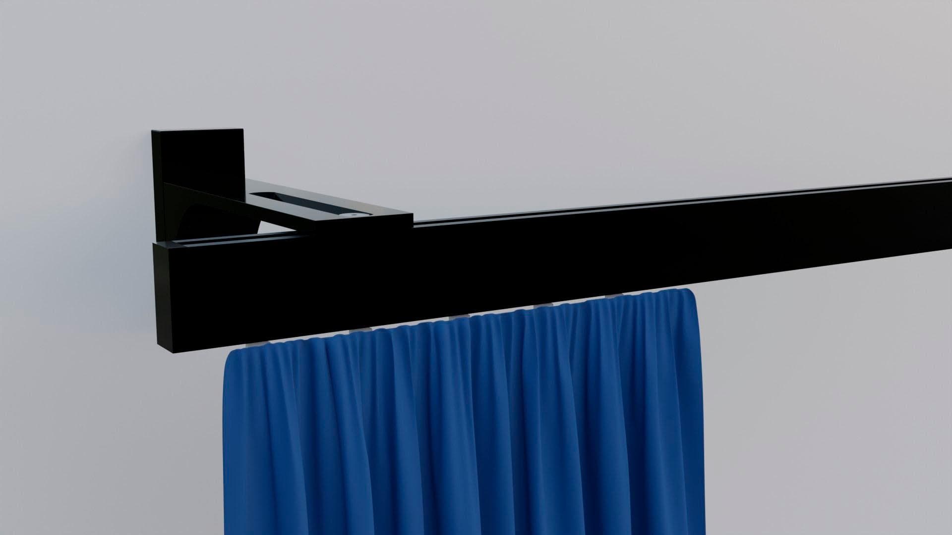 INDEKO Gardinenstange Bern Schwarz Aluminium Komplett-Set
