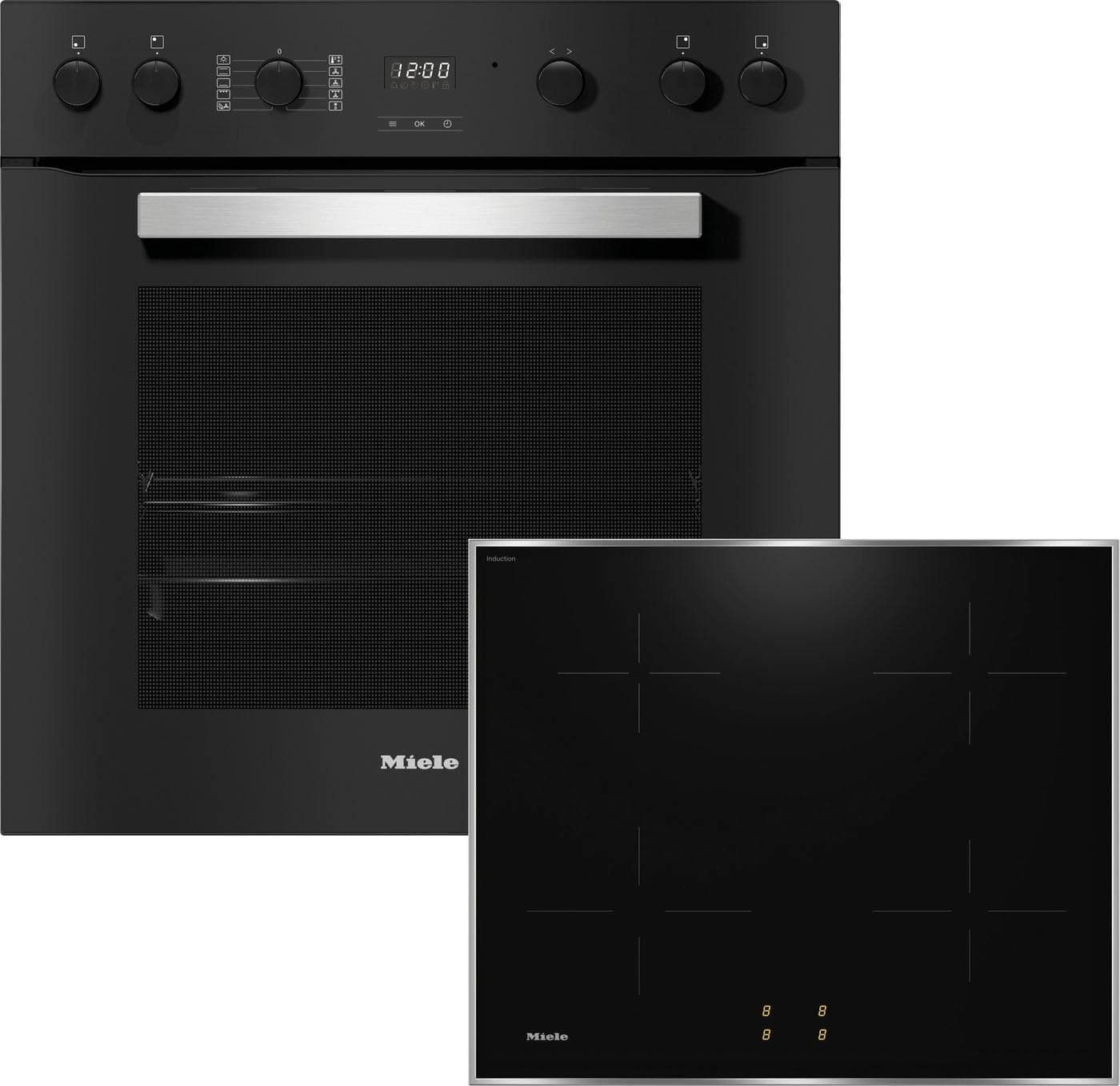 MIELE Induktions Herd-Set H2459I D OBSW + KM 7061 FR Schwarz