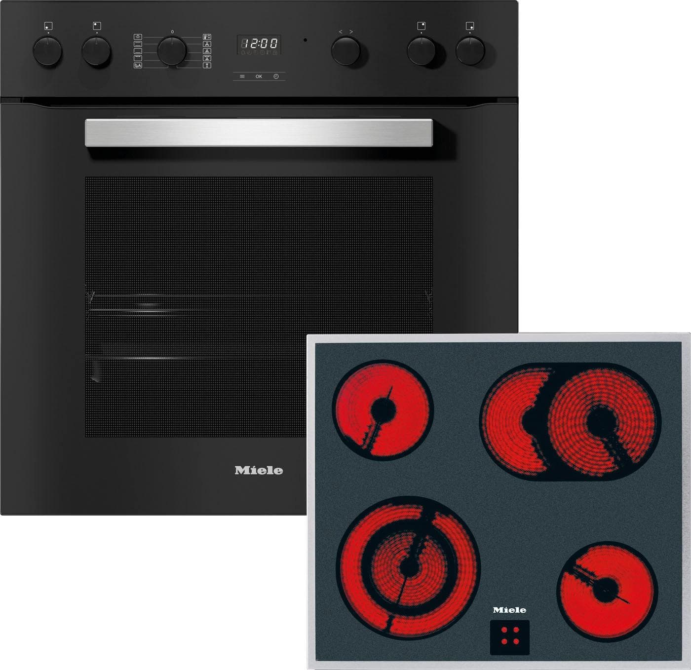 MIELE Elektro-Herd-Set H2459 E D OBSW + KM 6003 LPT Schwarz