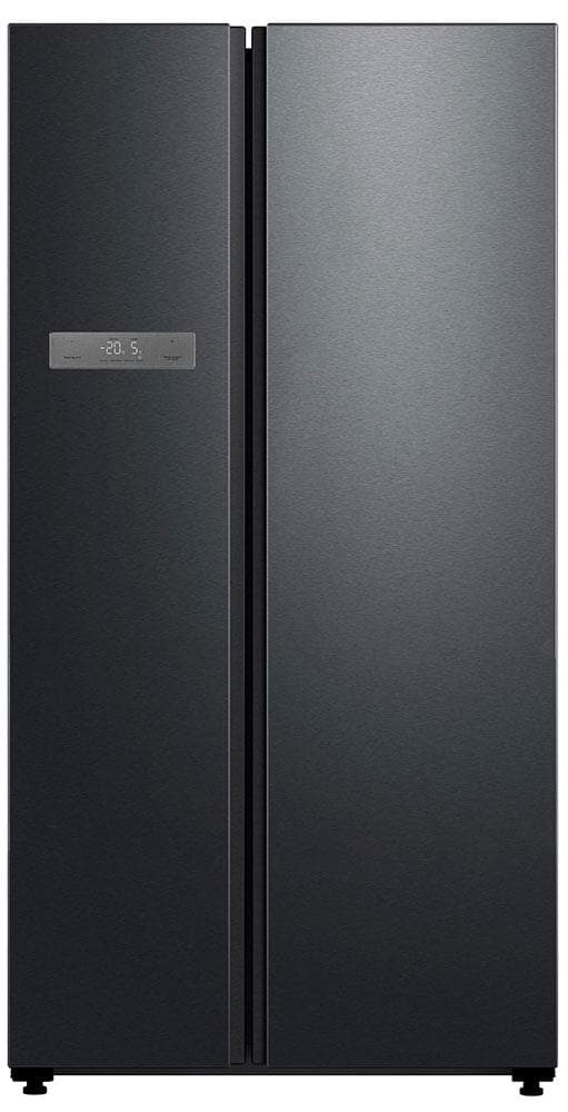 HANSEATIC Side-by-Side Kühlschrank Schwarz Edelstahl