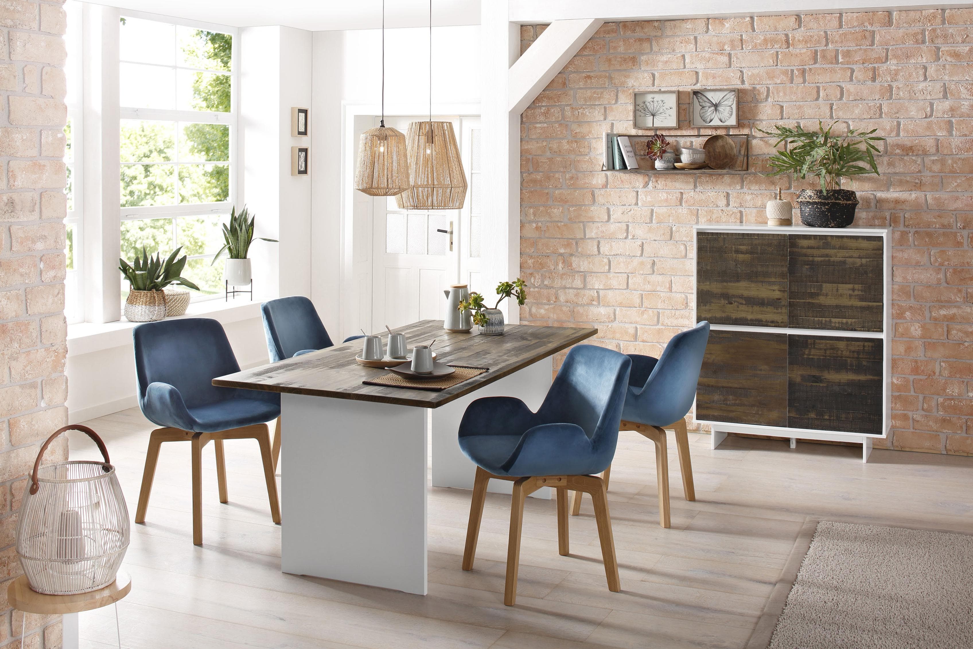 Home Affaire Esstisch Morgan Massivholz Kiefer Weiß/Braun