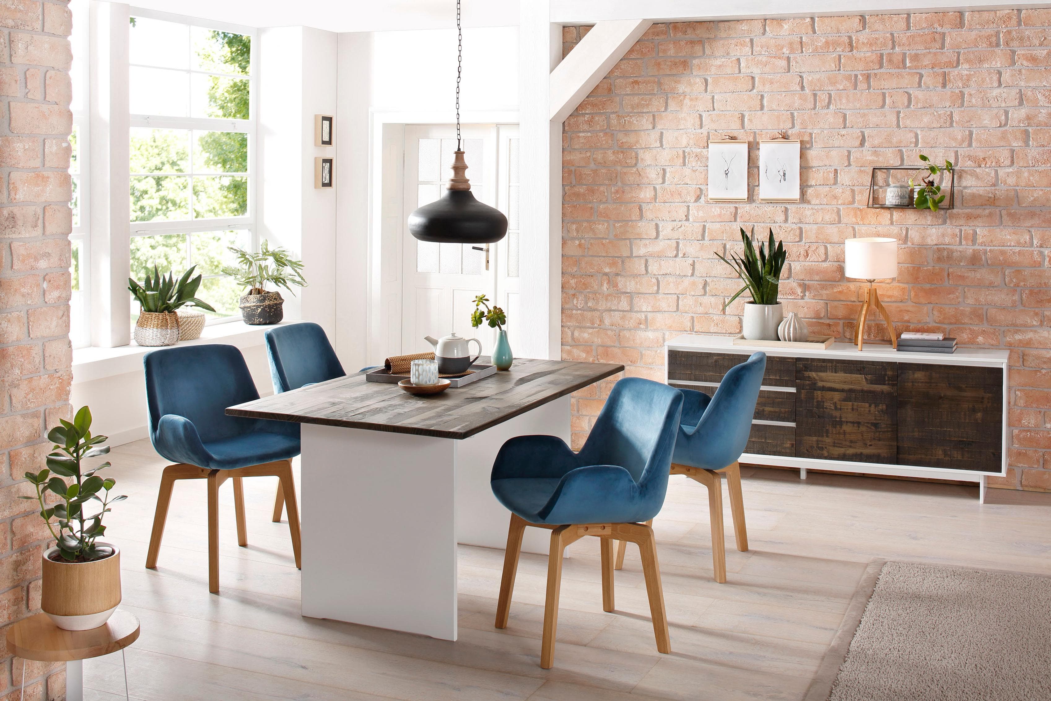 Home Affaire Esstisch Morgan Massivholz Kiefer Braun Weiß
