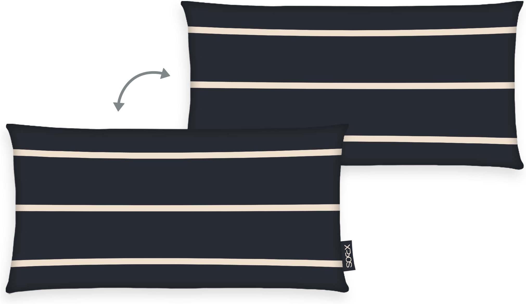 SOCCX Kissenhülle Coastal Stripes Marine Blau Gestreift