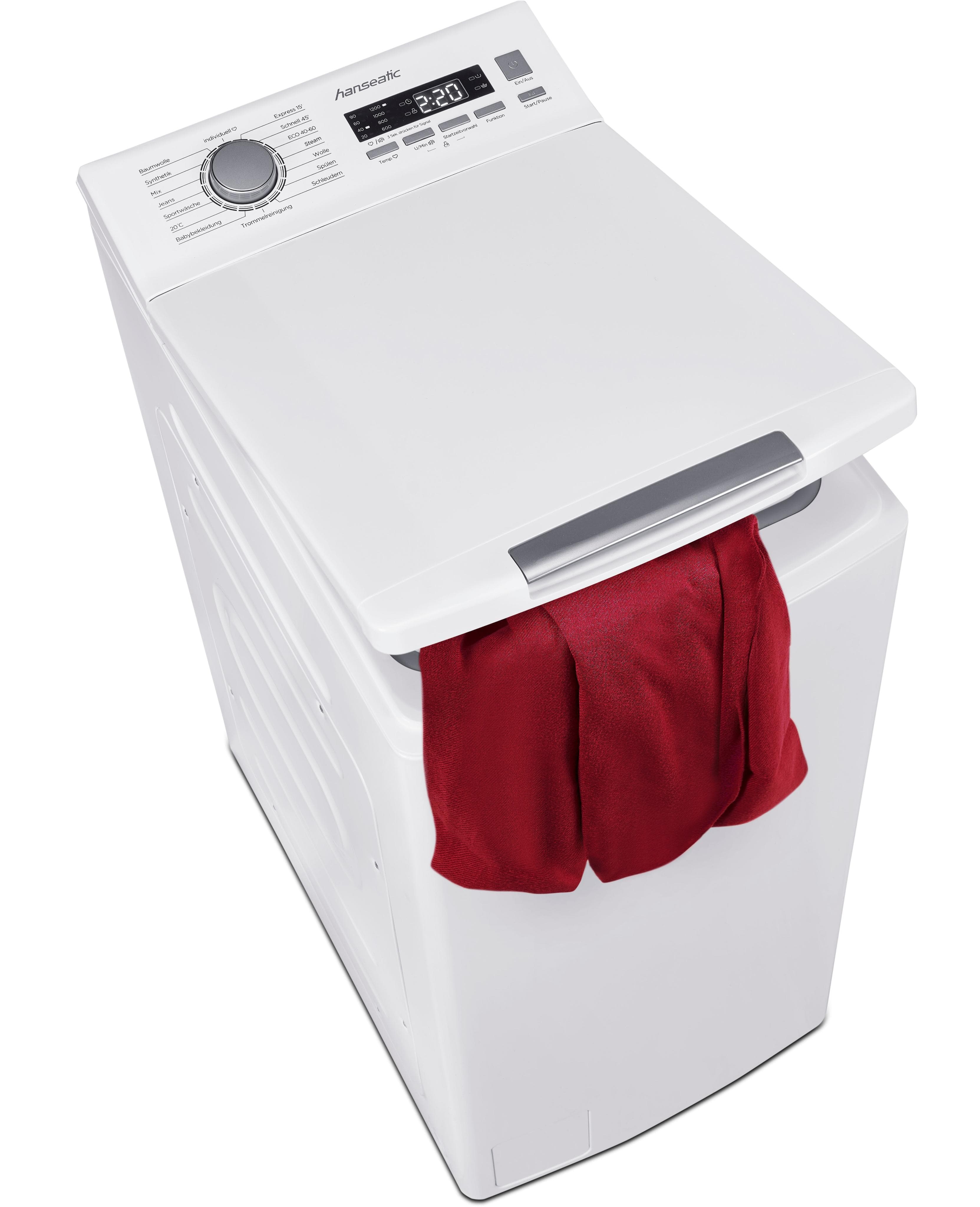HANSEATIC Waschmaschine Toplader HTW7512A Energieeffizienz A