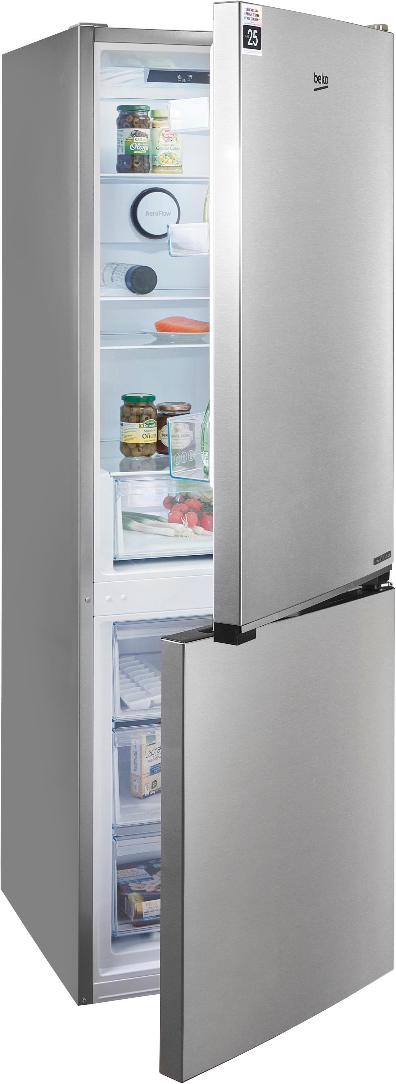 Beko Kühl-/Gefrierkombination Silber Edelstahl-Look