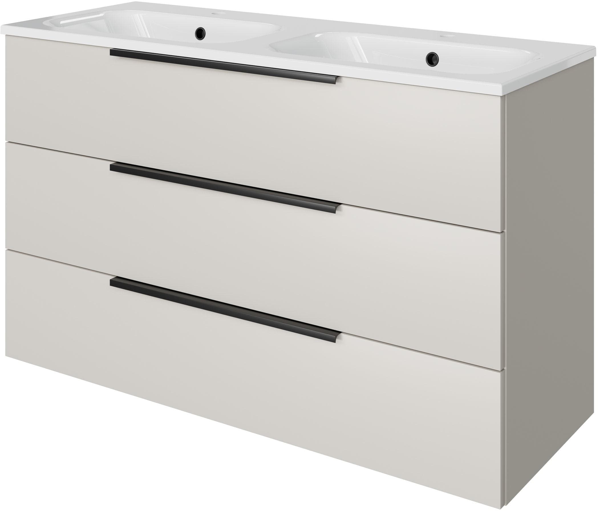 Baur Badmöbel-Set SAPHIR Mineralmarmor-Waschtisch mit Unterschrank Kaschmir Matt