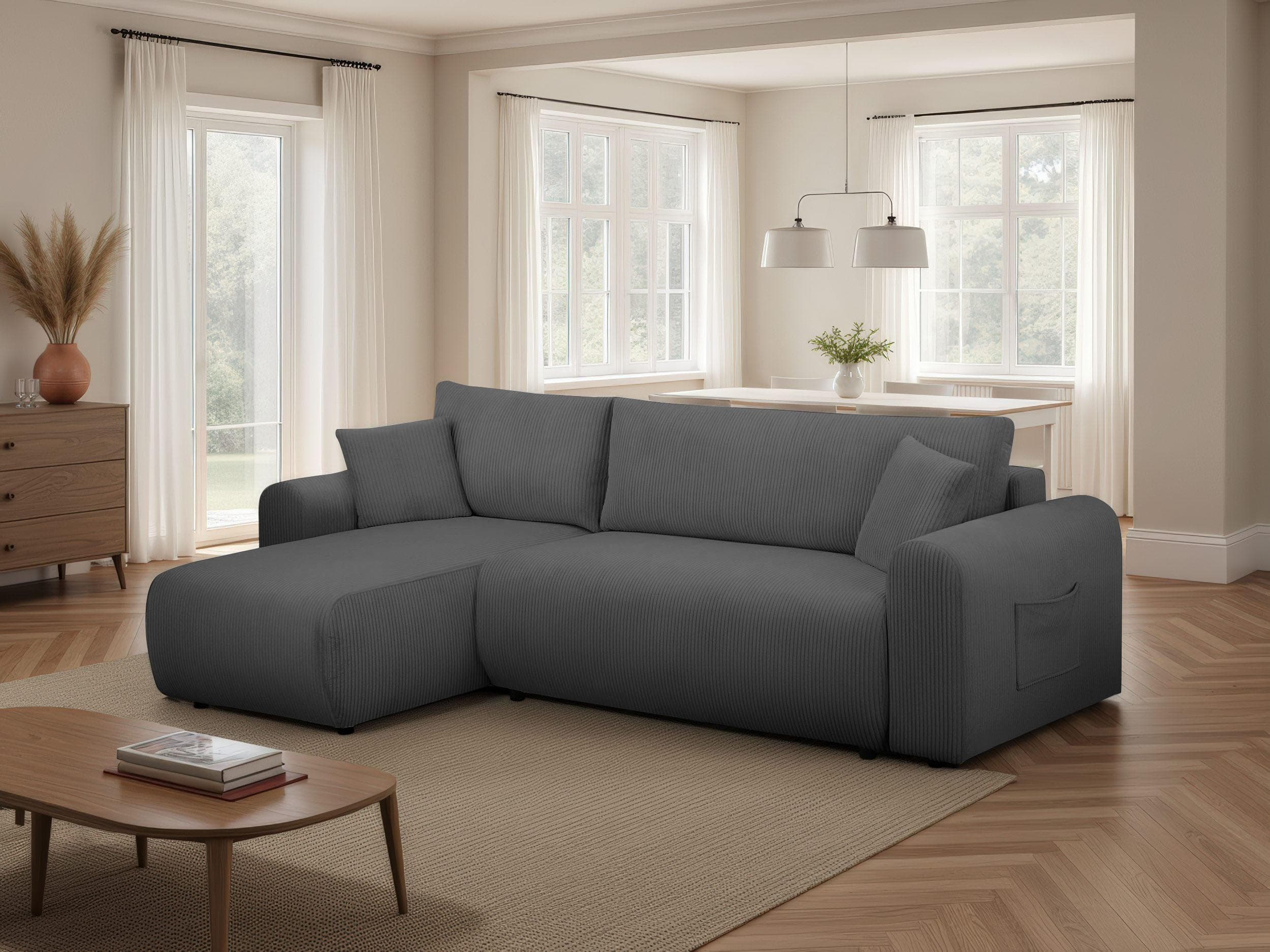 OTTO home Ecksofa JONAA L-Form anthrazit mit Bettkasten und Schlaffunktion