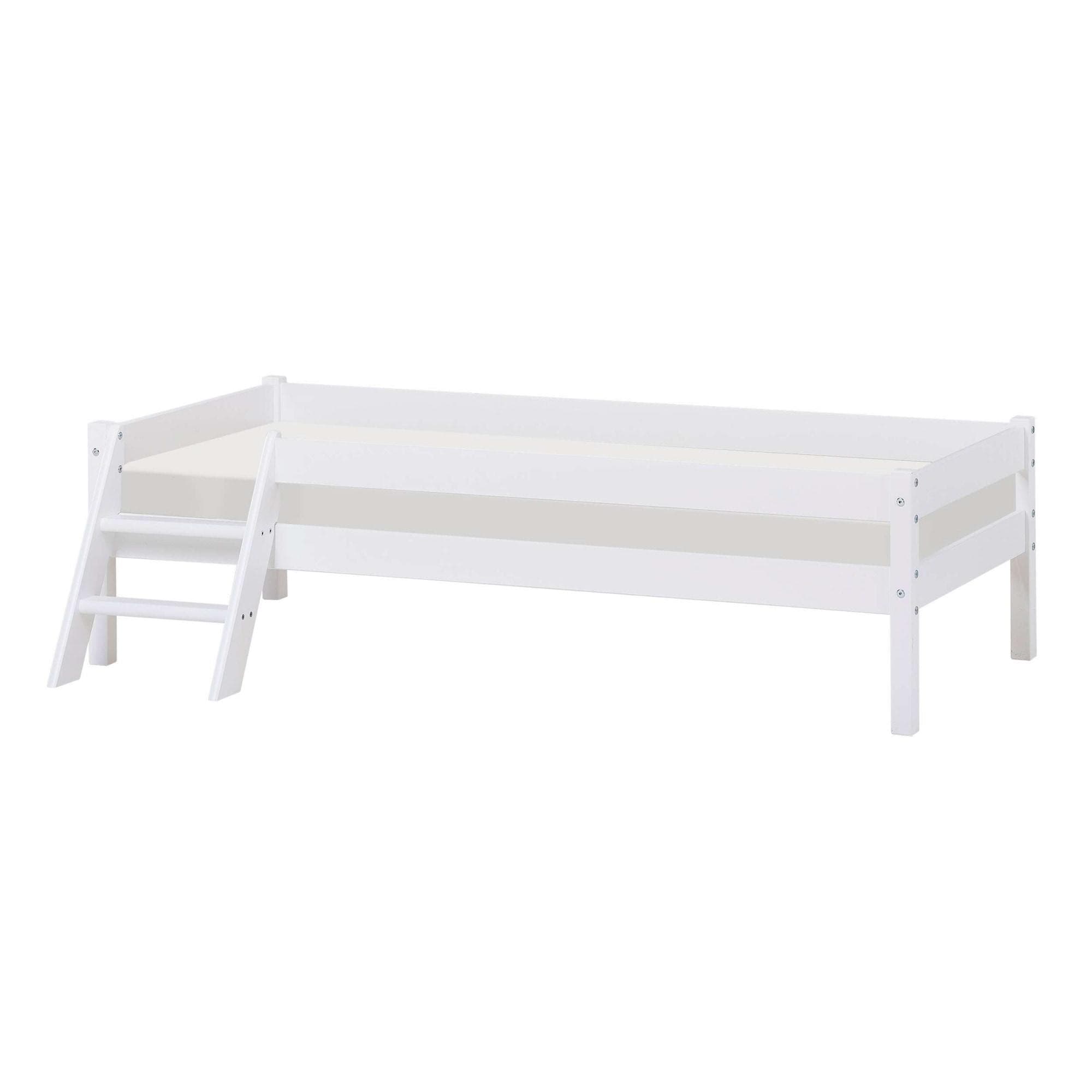 HOME AFFAIRE ECO One Jugendbett Weiß Massivholz mit Matratze