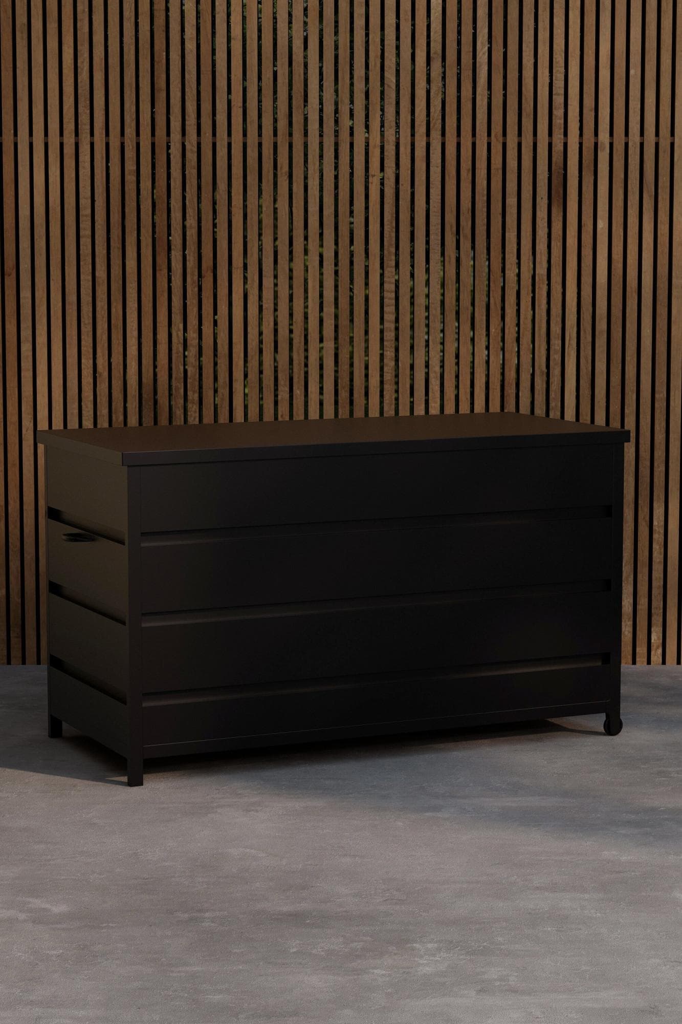 VENTURE HOME Truhe Nisis Schwarz Aluminium Kissenbox