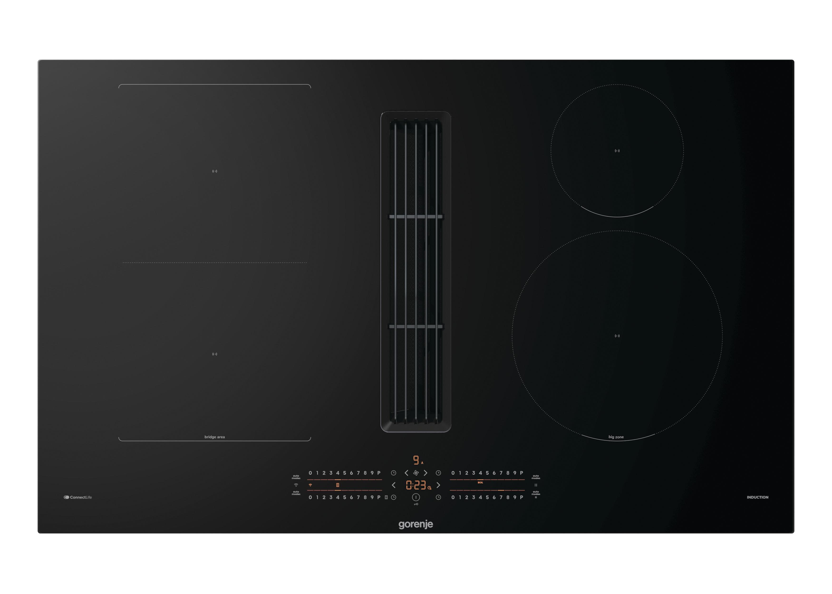 Gorenje Kochfeld 80 cm Induktionskochfeld mit Dunstabzug Schwarz