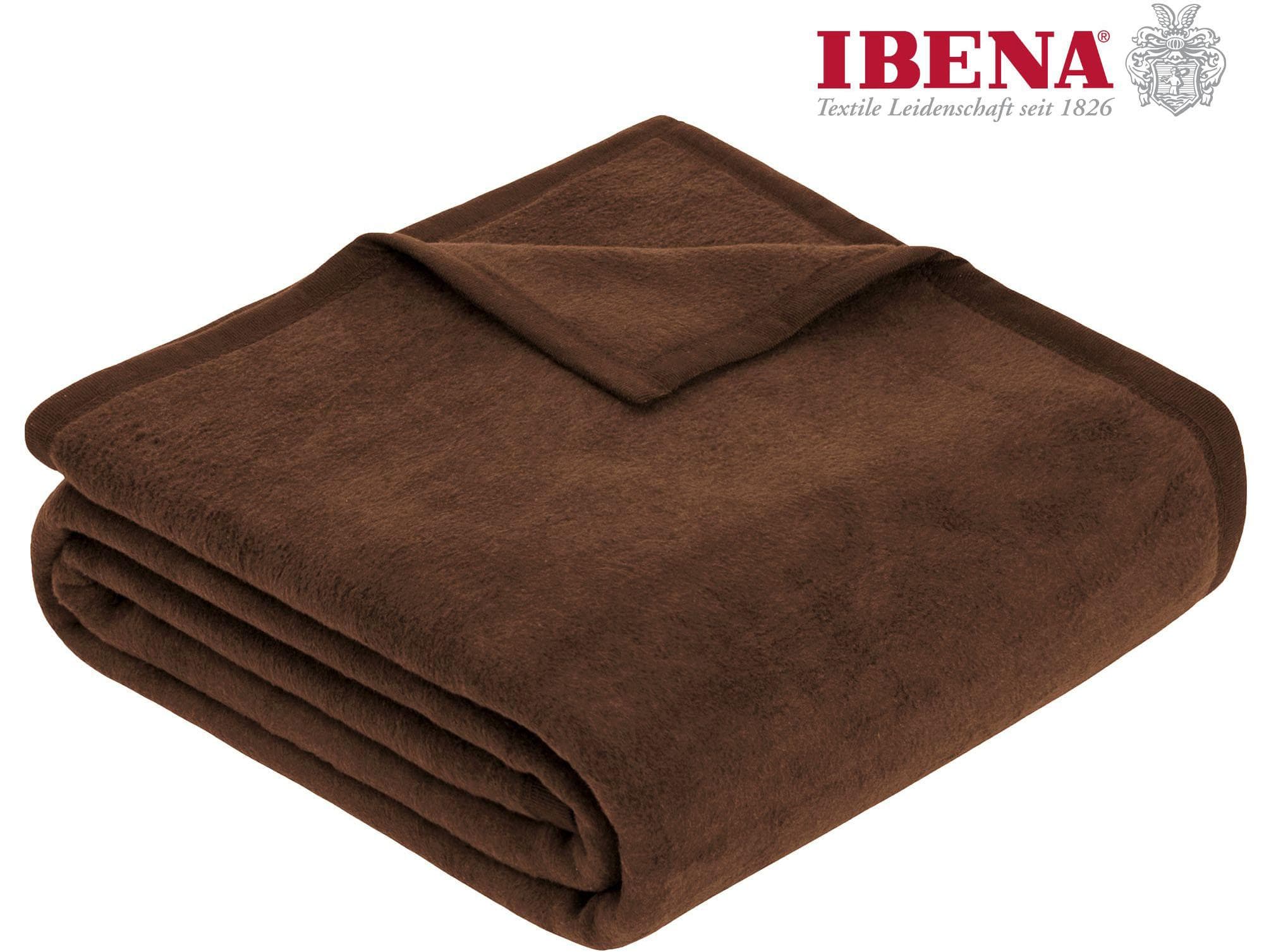IBENA Wohndecke Luxus Braun Uni Kuscheldecke Premium Made in Europe