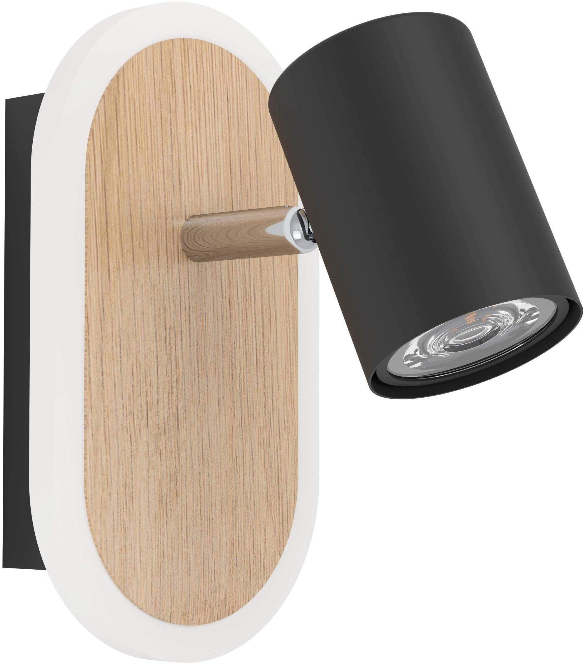 EGLO Rimbocchi LED Wandleuchte Schwarz Braun Holzoptik